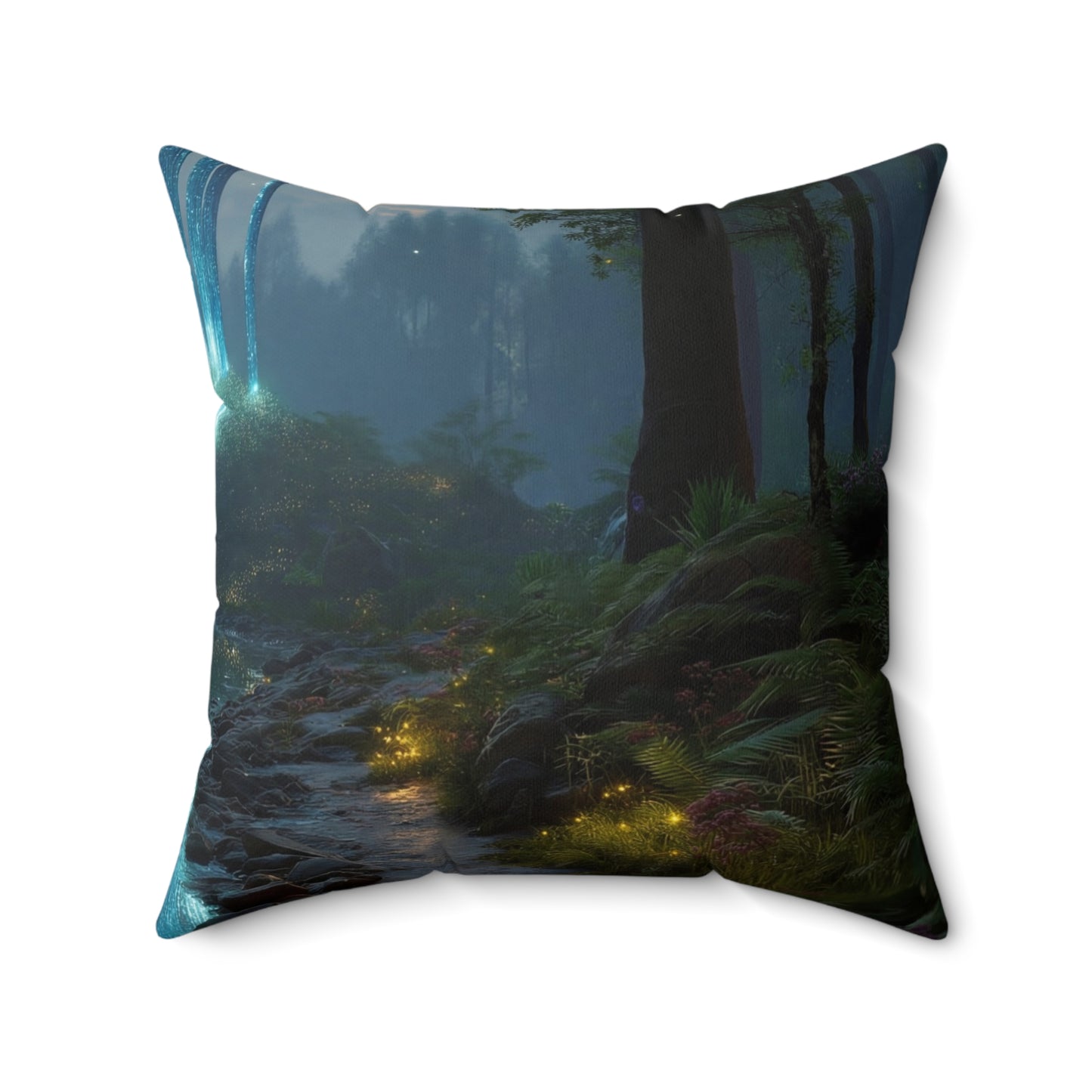 Celestial Stream Spun Polyester Square Pillow – Whispering Forest Dreamscape