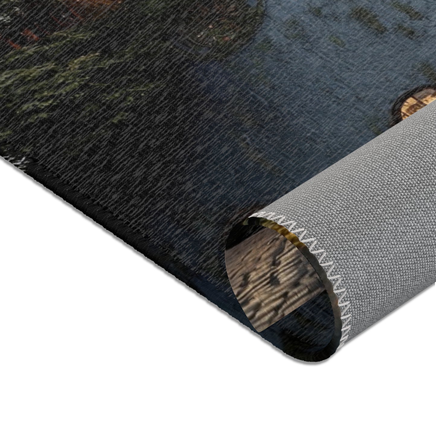Sky-Rooted Dwelling Area Rug – Moss-Covered Dome House Dreamscape