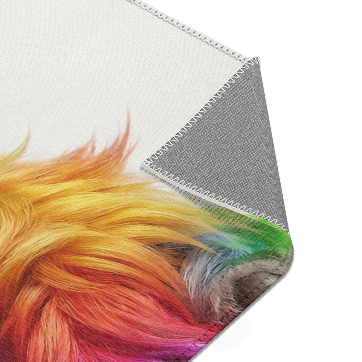 Rainbow Horned Guardian Area Rug – Whimsical Creature Dreamscape