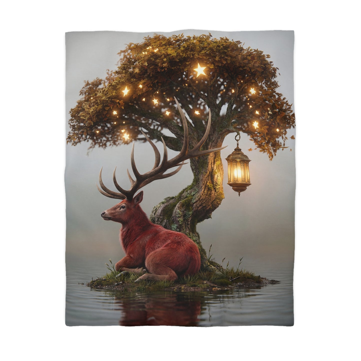 Starlit Stag Microfiber Duvet Cover – Whispers of the Twilight Wood