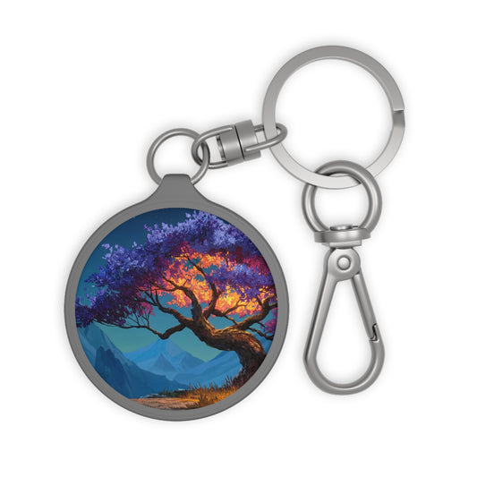 Starlit Whisper Tree Keyring Tag – Twilight Bloom Sanctuary