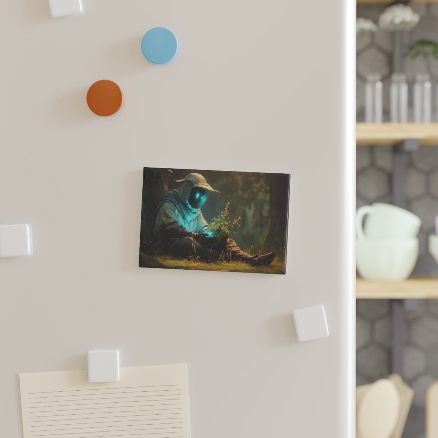 Forest Sentinel Button Magnet, Rectangle (1 & 10 pcs) – Azure Glow in the Green
