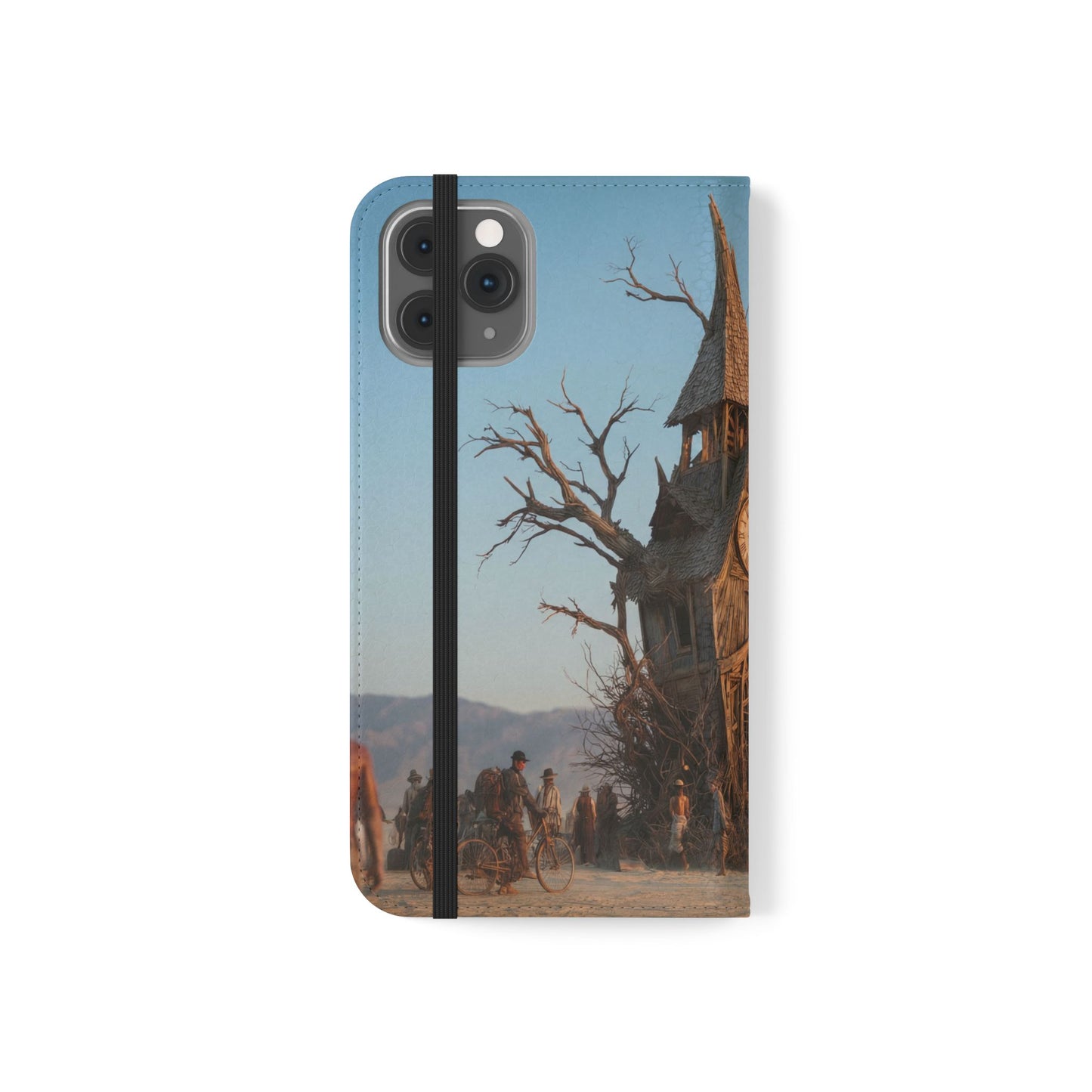 Clocktower Wanderers Flip Cases – Dusty Desert Sentinel Scene