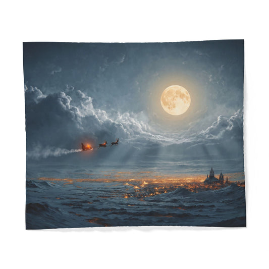 Moonlit Sleigh Ride Cotton Duvet Cover – Frosty Cathedral Nightscape