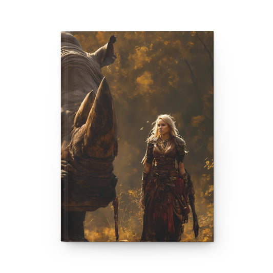 Rhinoceros Rider Hardcover Journal Matte – Golden Autumn Guardian Path