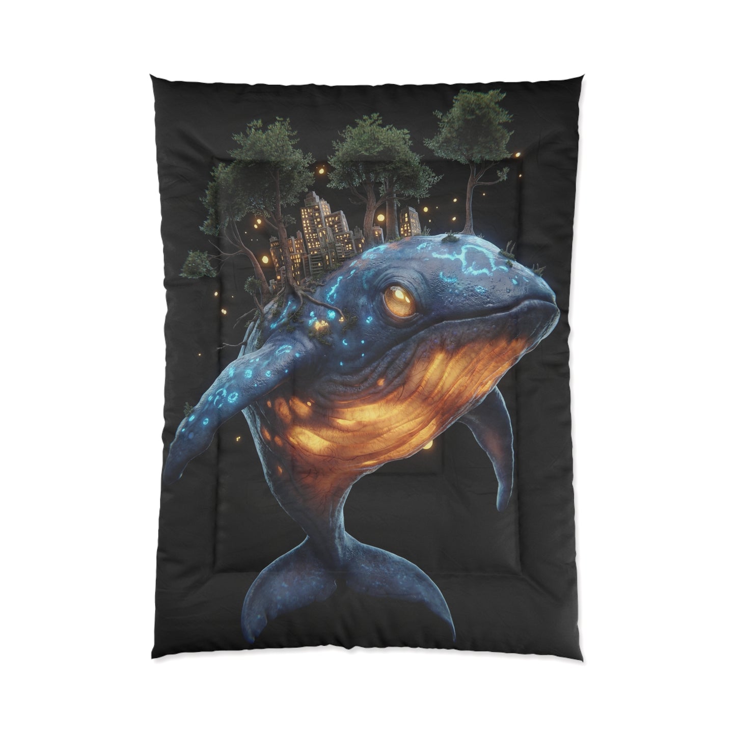 Celestial Whale Comforter – Floating City Amidst Starlight