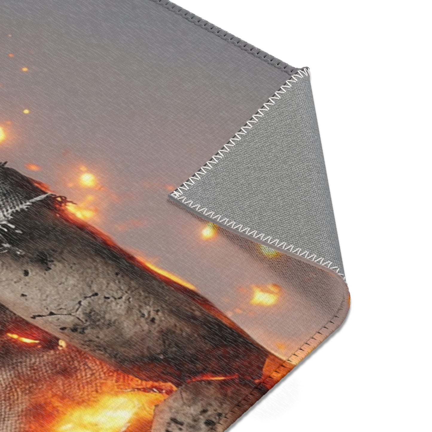 Fiery Awakening Area Rug – Crumpled Paper Soul in Blaze