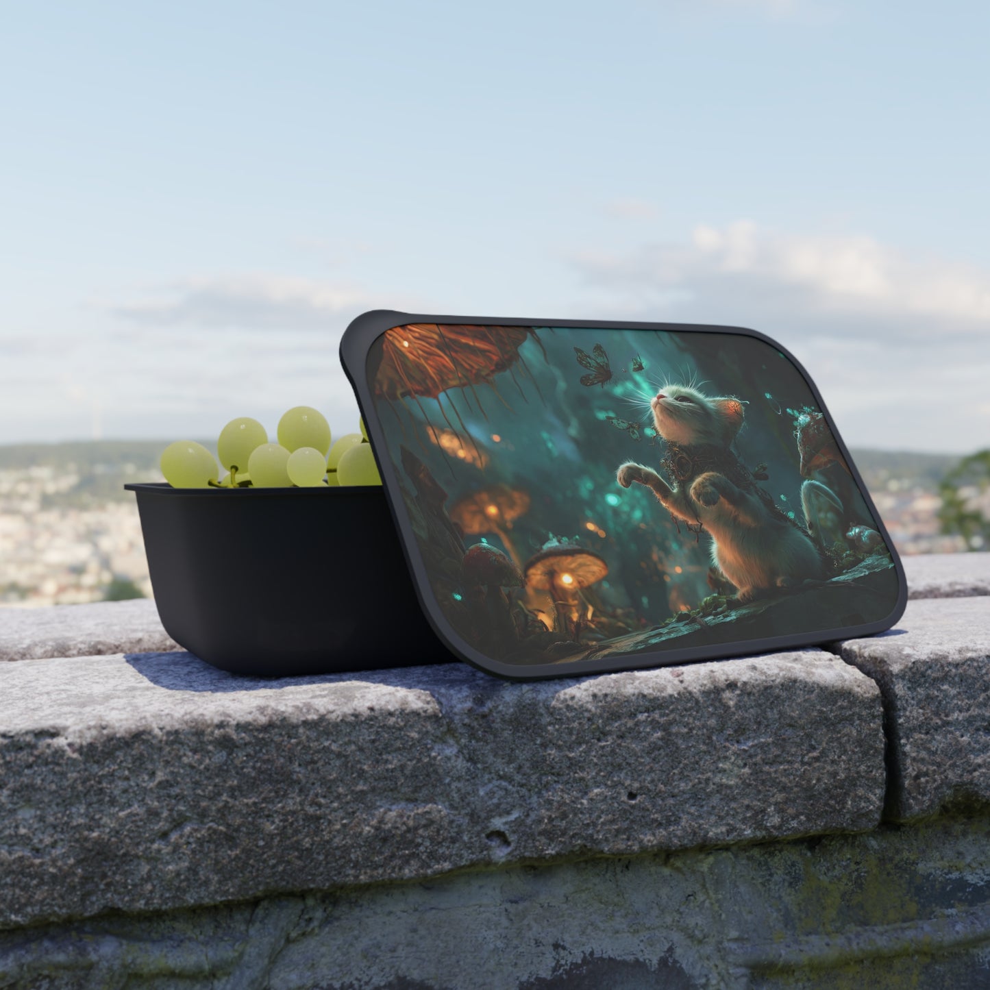 Whispering Forest Kitten PLA Bento Box with Band and Utensils – Gentle Wings and Glimmering Light