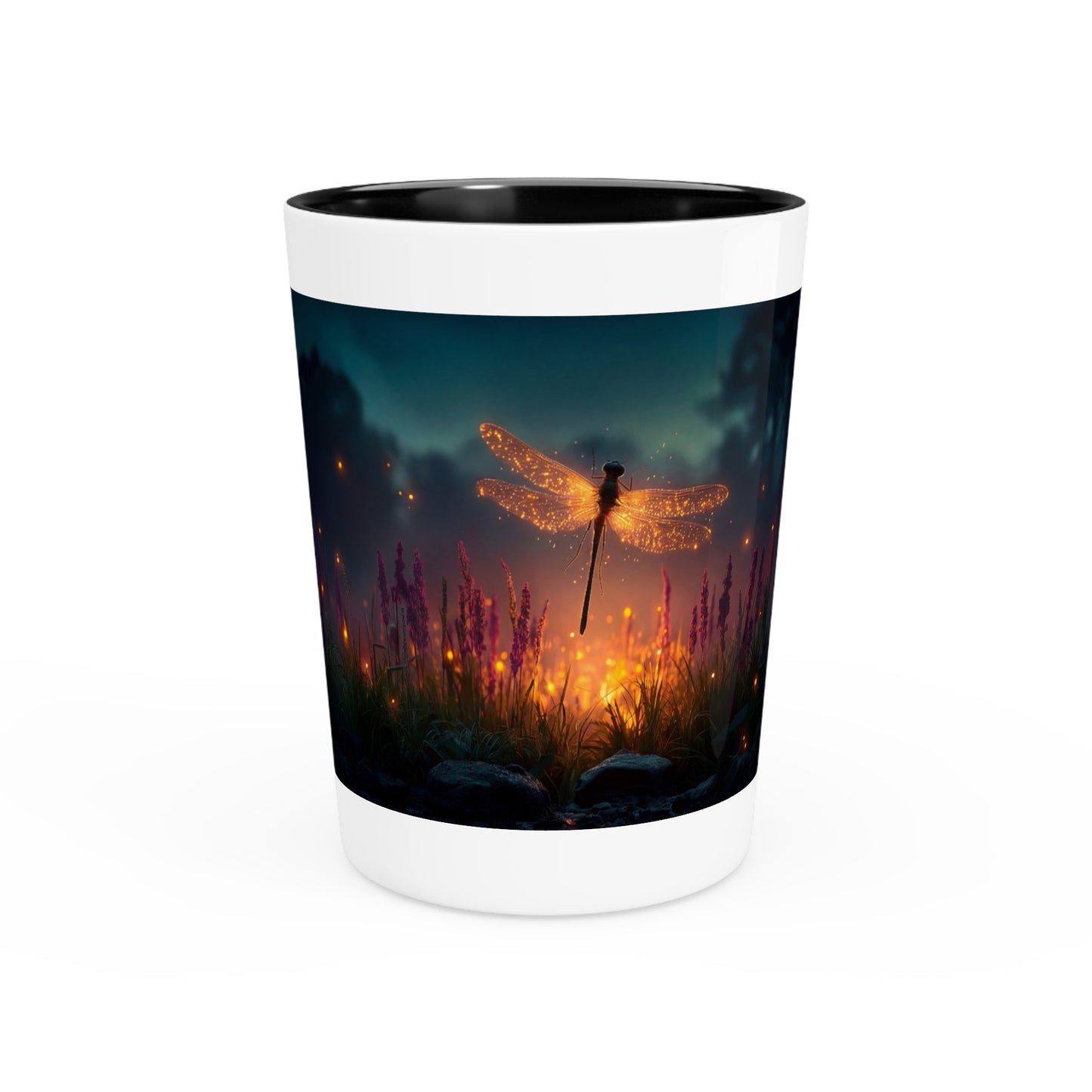Glowing Dragonfly Shot Glass – Twilight Meadow Luminescence