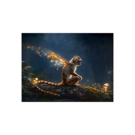Winged Monkey in Twilight Forest Ceramic Photo Tile – Keeper of the Glowing Mushrooms