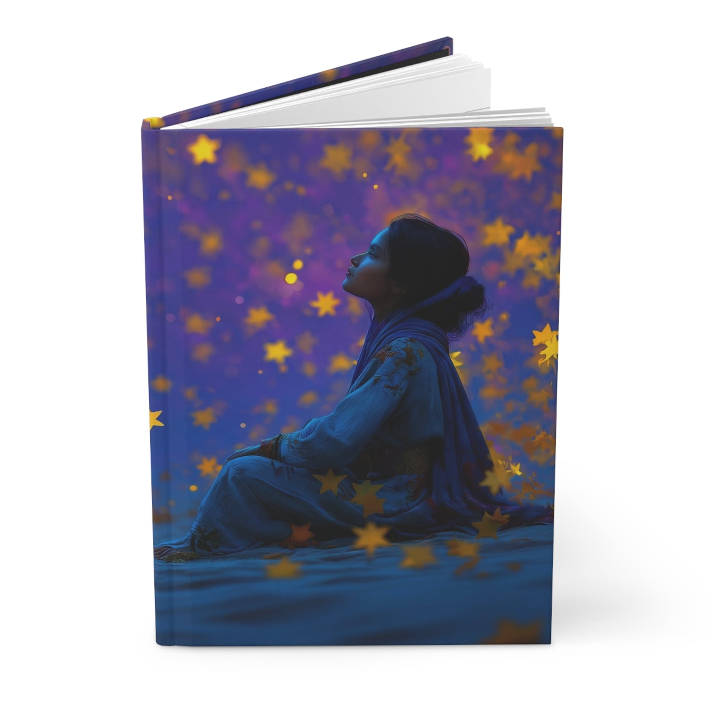 Starfall Dreamer Hardcover Journal Matte – Whispering Cosmos in Blue
