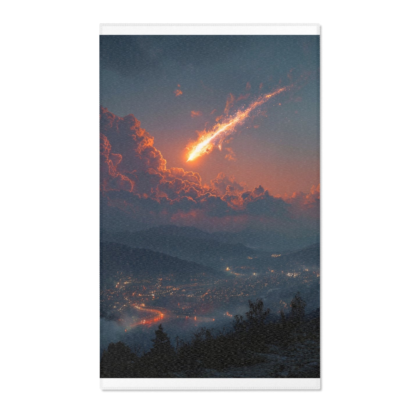 Celestial Fire Comet Area Rugs – Twilight Skyfall Dreamscape