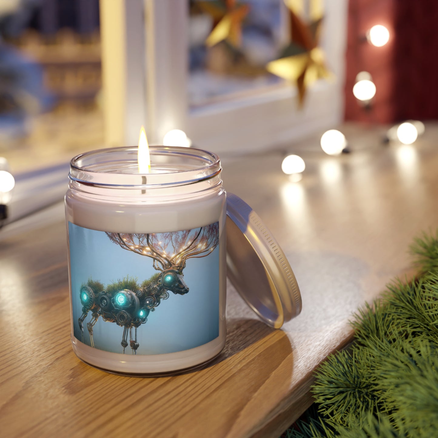 Bio-Luminescent Cyberdeer Scented Soy Candles with White Lid, 9oz – Whispers of Wired Wilderness