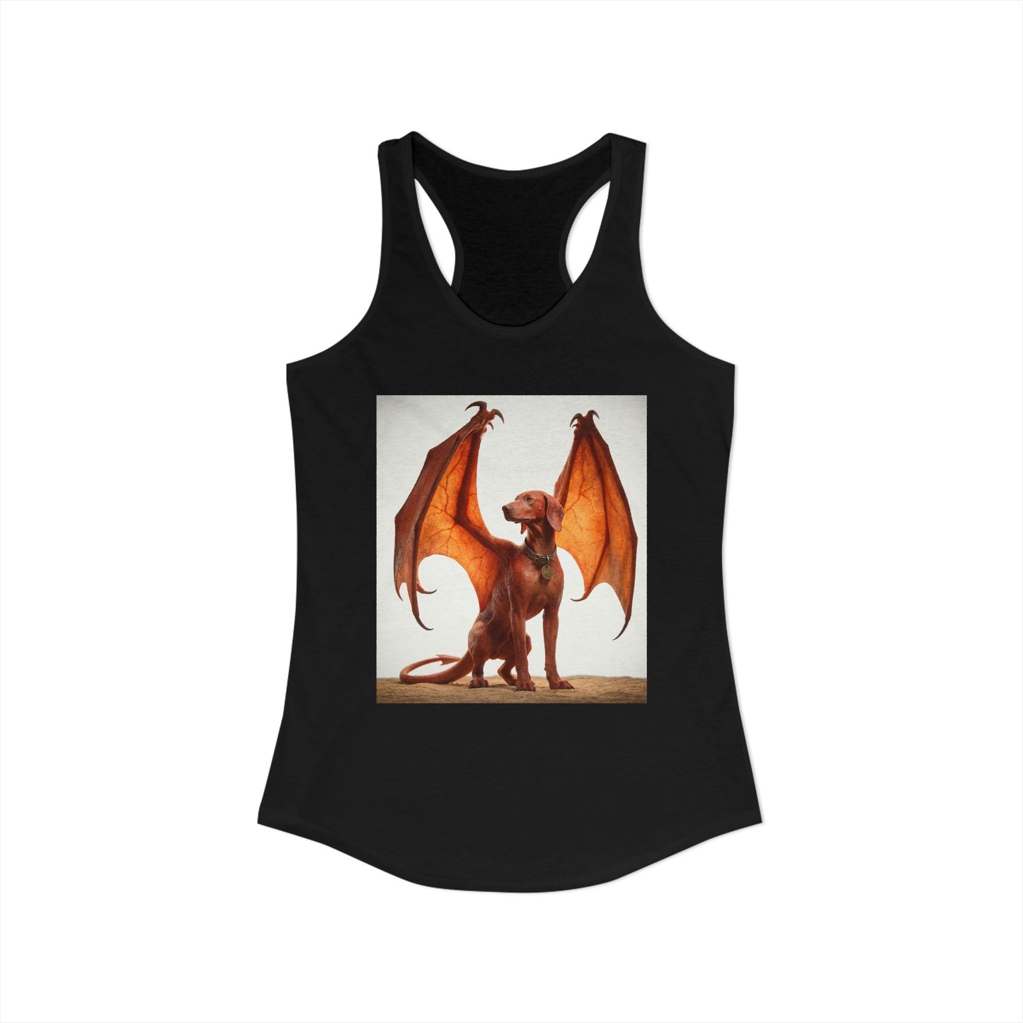 Winged Hound Women's Ideal Racerback Tank – Amber Sentinel Guard Dog Art Print