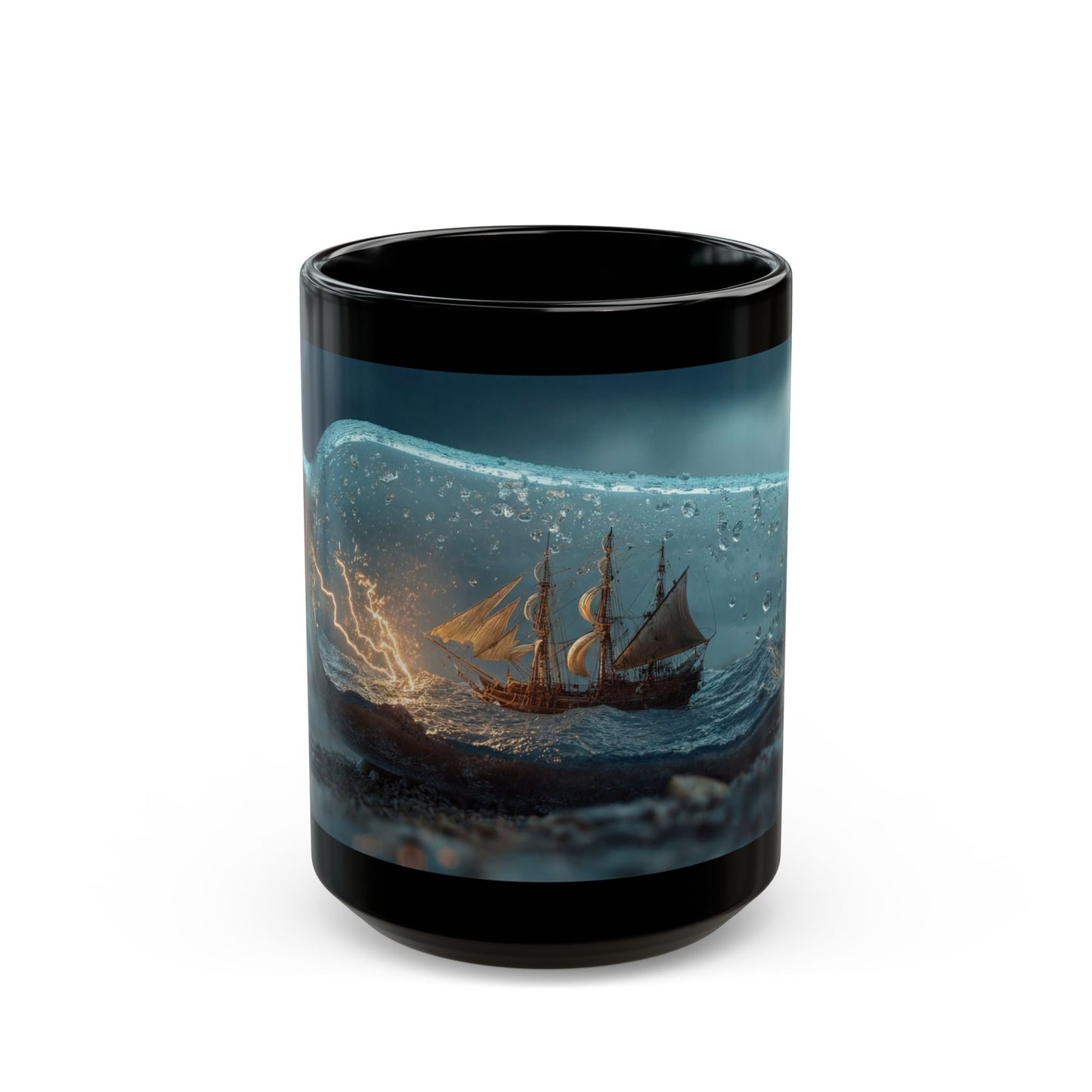 Storm-Sailed Ship in Bottle Mug – Captured Gale on a Glass Sea