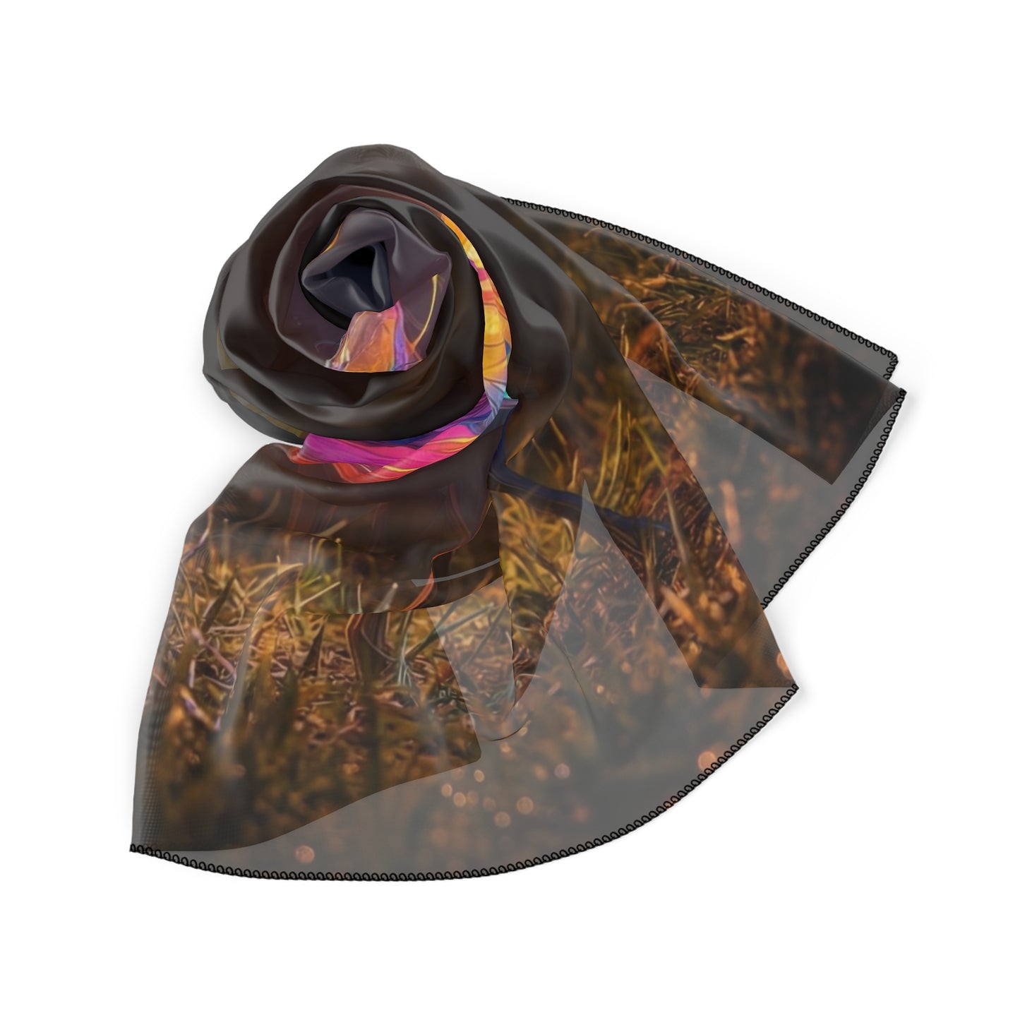 Chromatic Stag Poly Scarf – Aurora Forest Dreamscape
