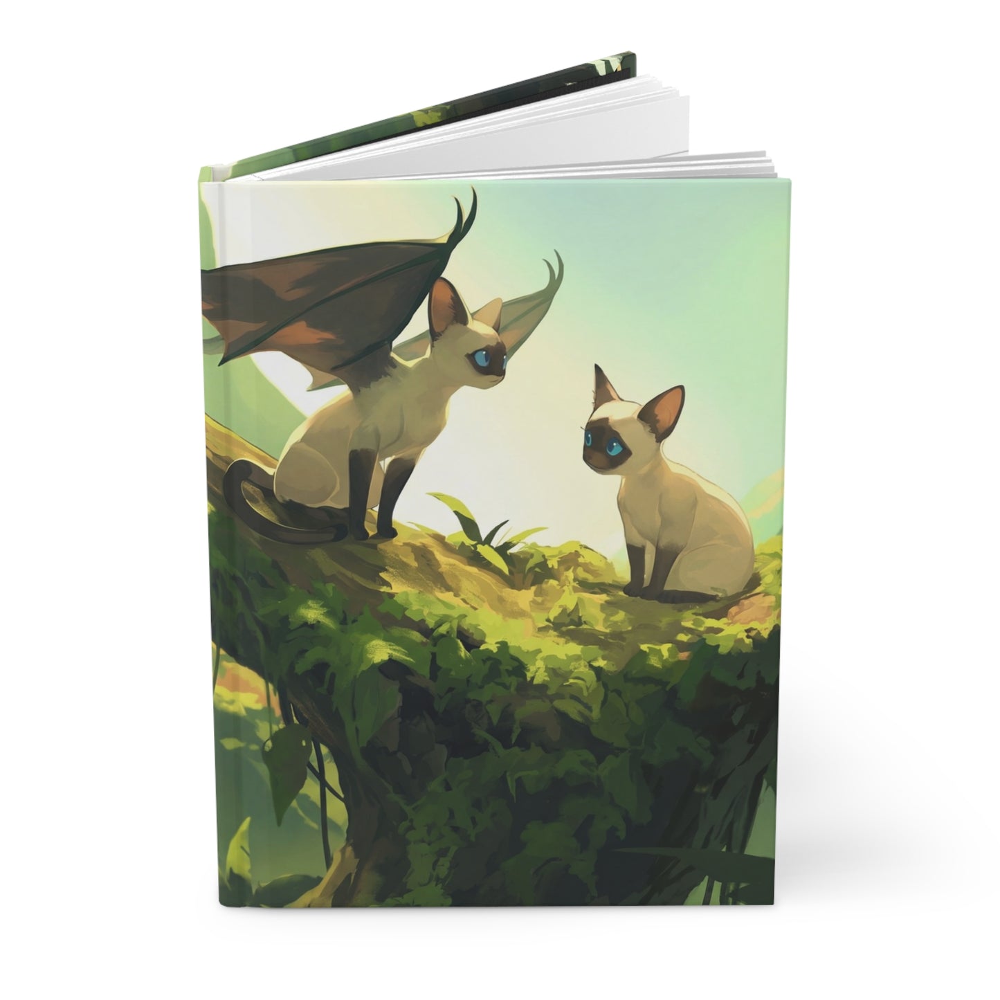 Winged Cat Guardians Hardcover Journal Matte – Sunlit Canopy Whispers