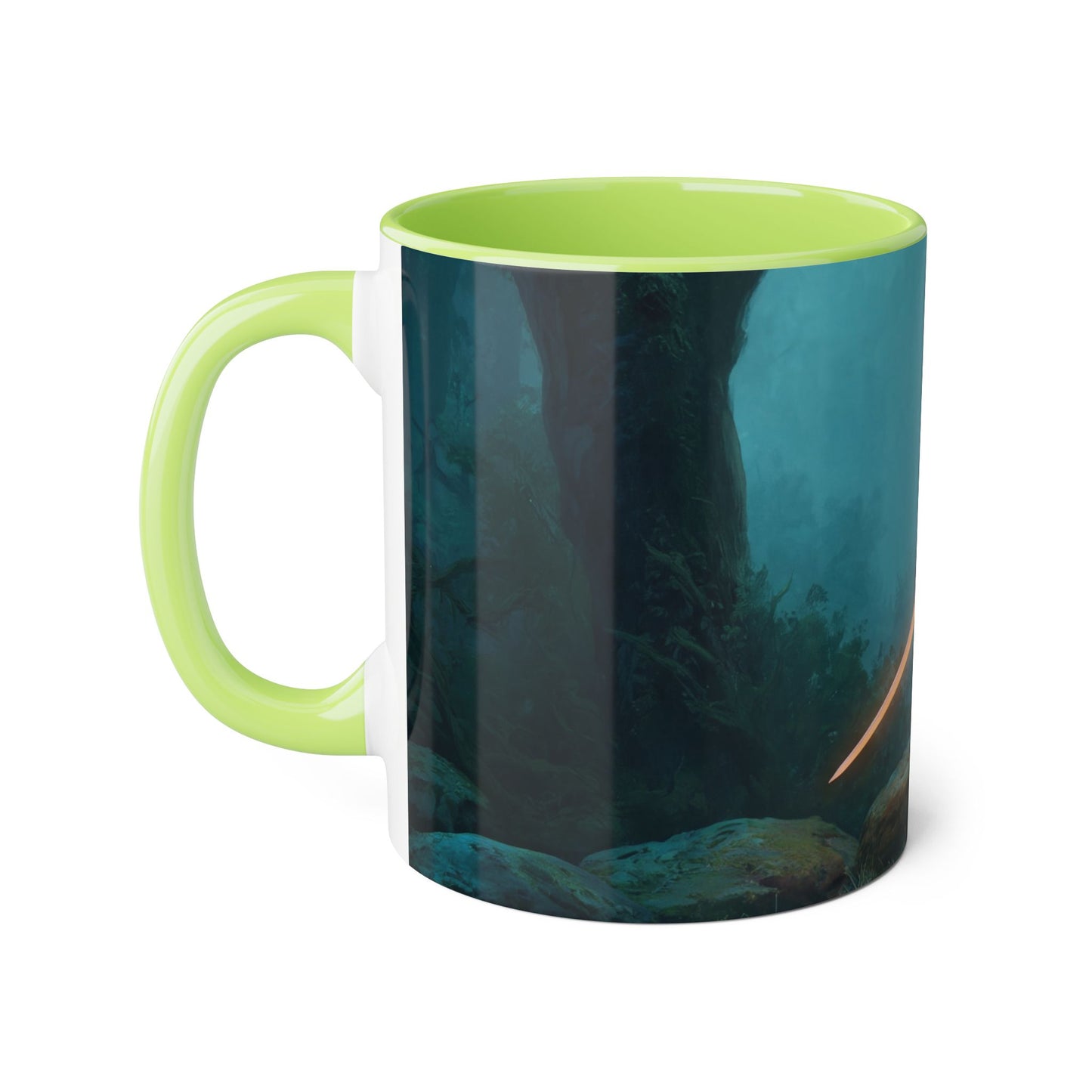 Forest Sentinel Accent Mugs, 11oz – Glowing Blade Guardian