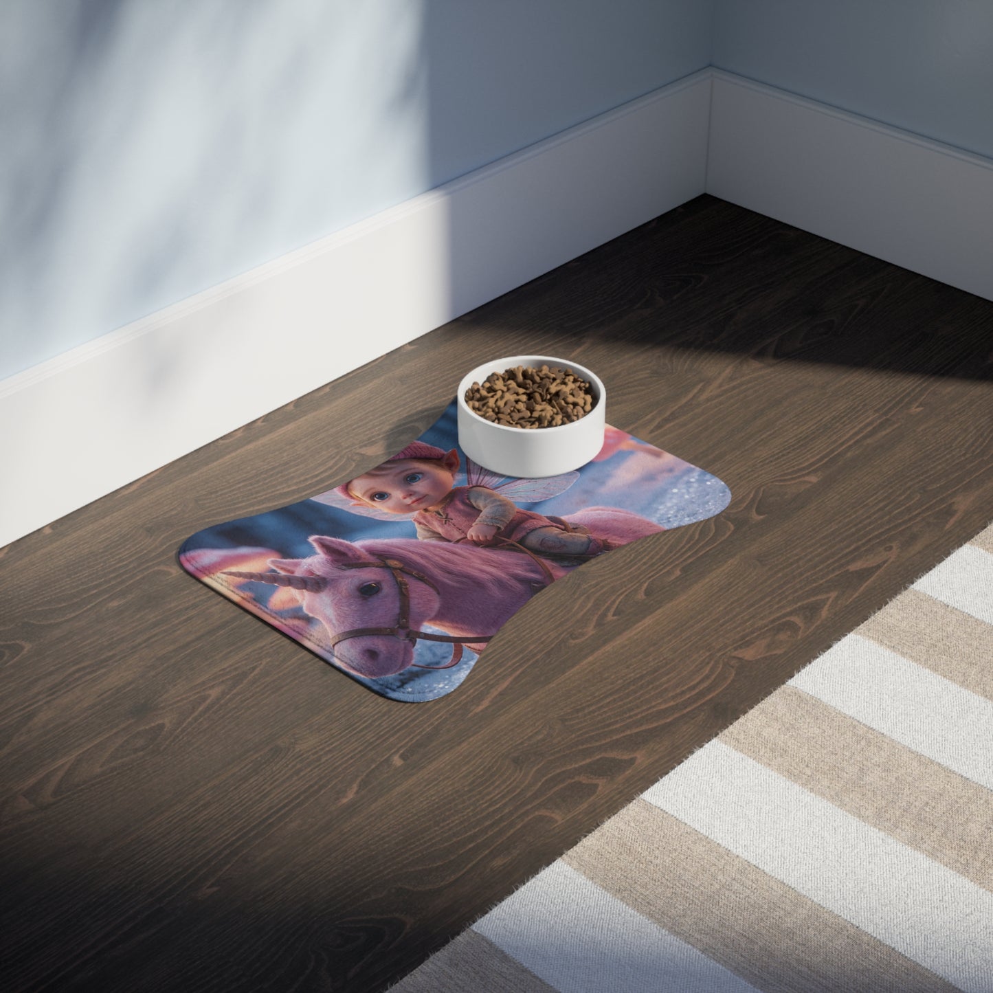 Pink Unicorn & Fairy Child Feeding Mats – Winter Woodland Companion Scene