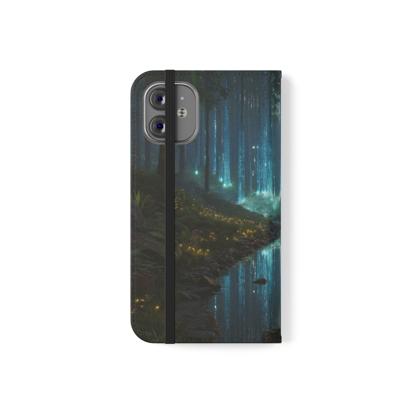 Bioluminescent Forest Flip Cases – Cyan Lightfall Stream Cover