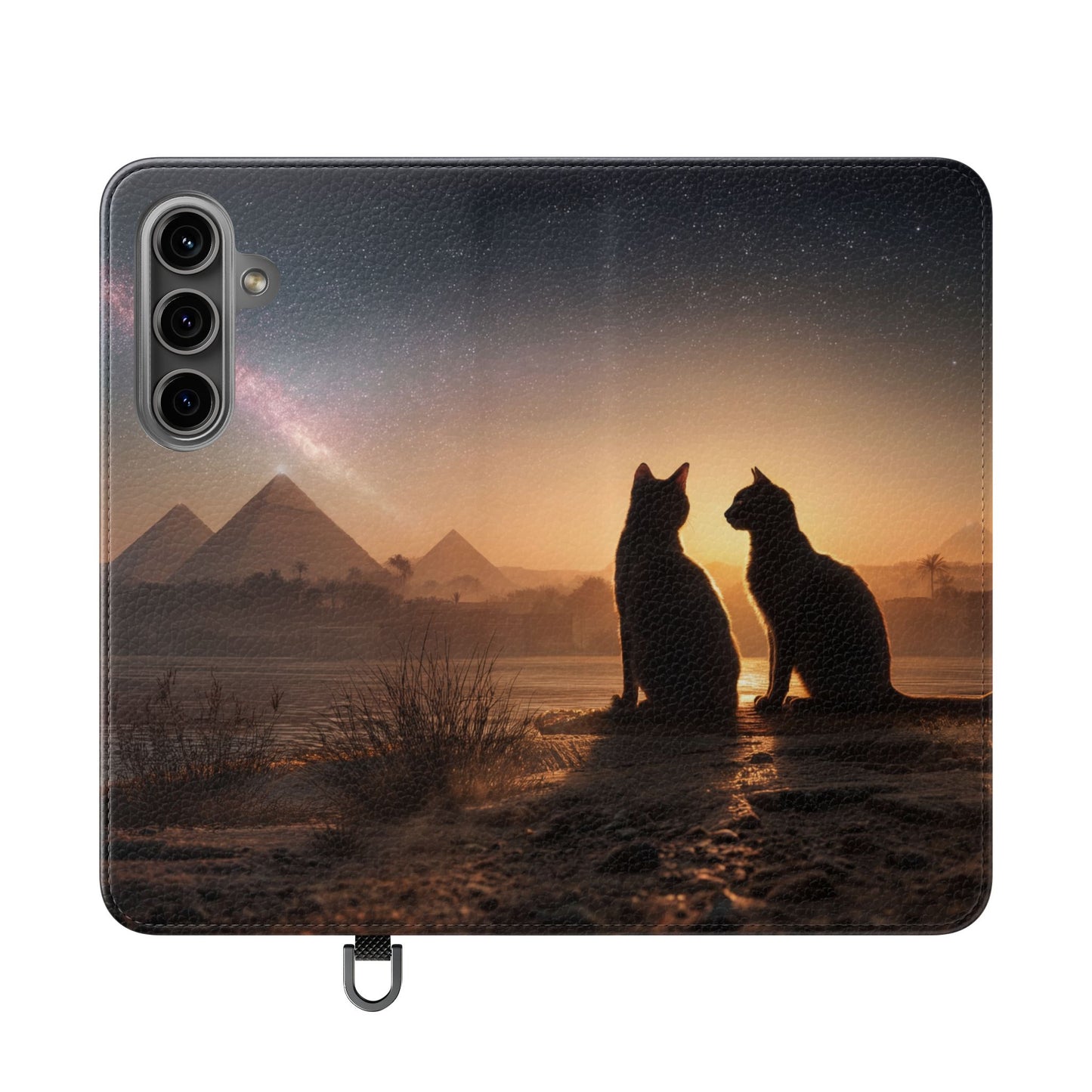 Pharaoh Cats Flip Cases – Starry Nile Guardians on the Bank