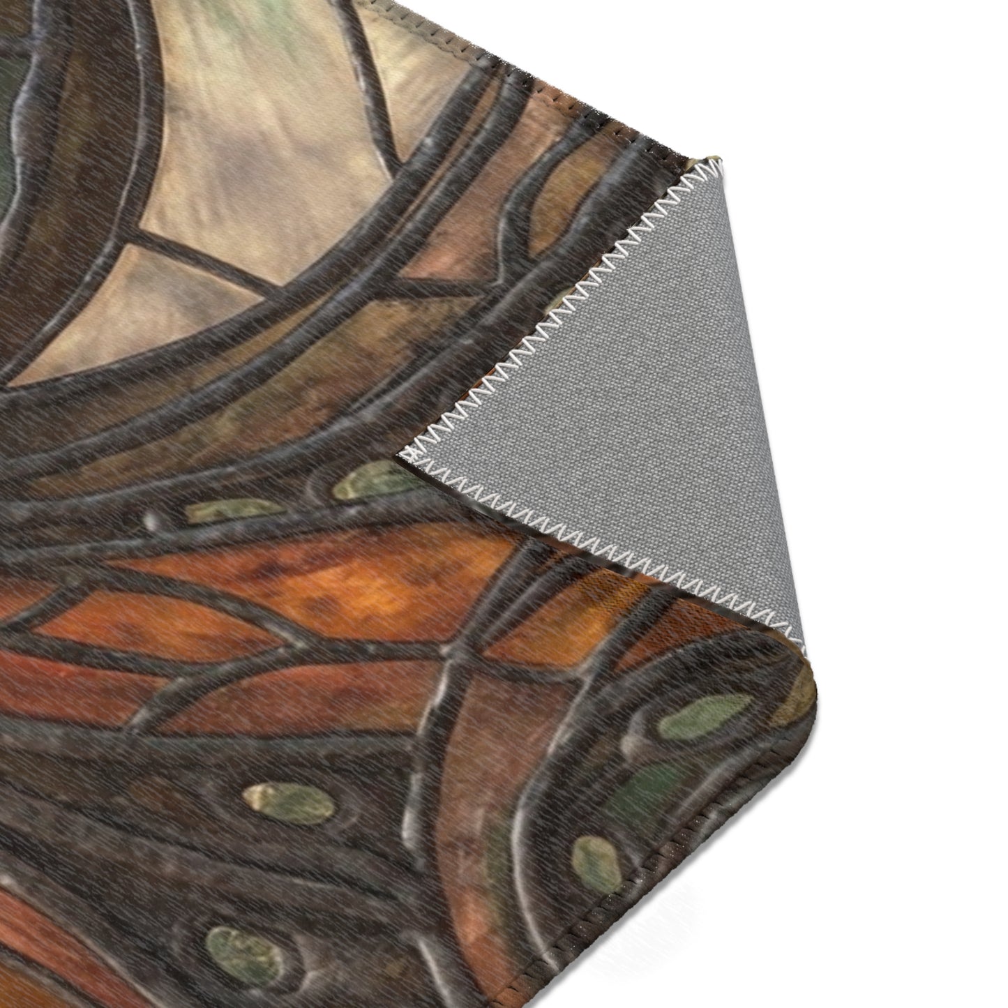 Stained Glass Octopus Area Rug – Amber Tide Dreamscape
