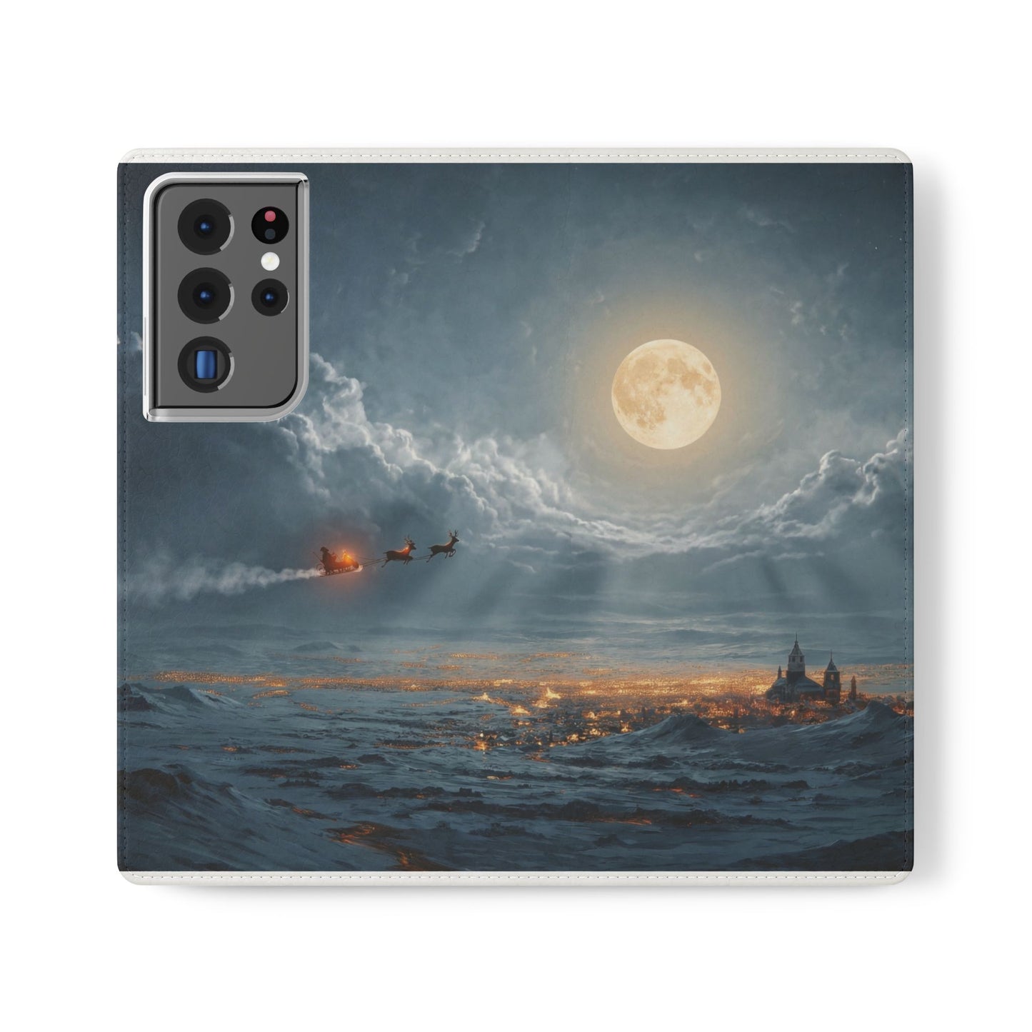 Moonlit Sleigh Flip Cases – Northern Lights Winter Journey