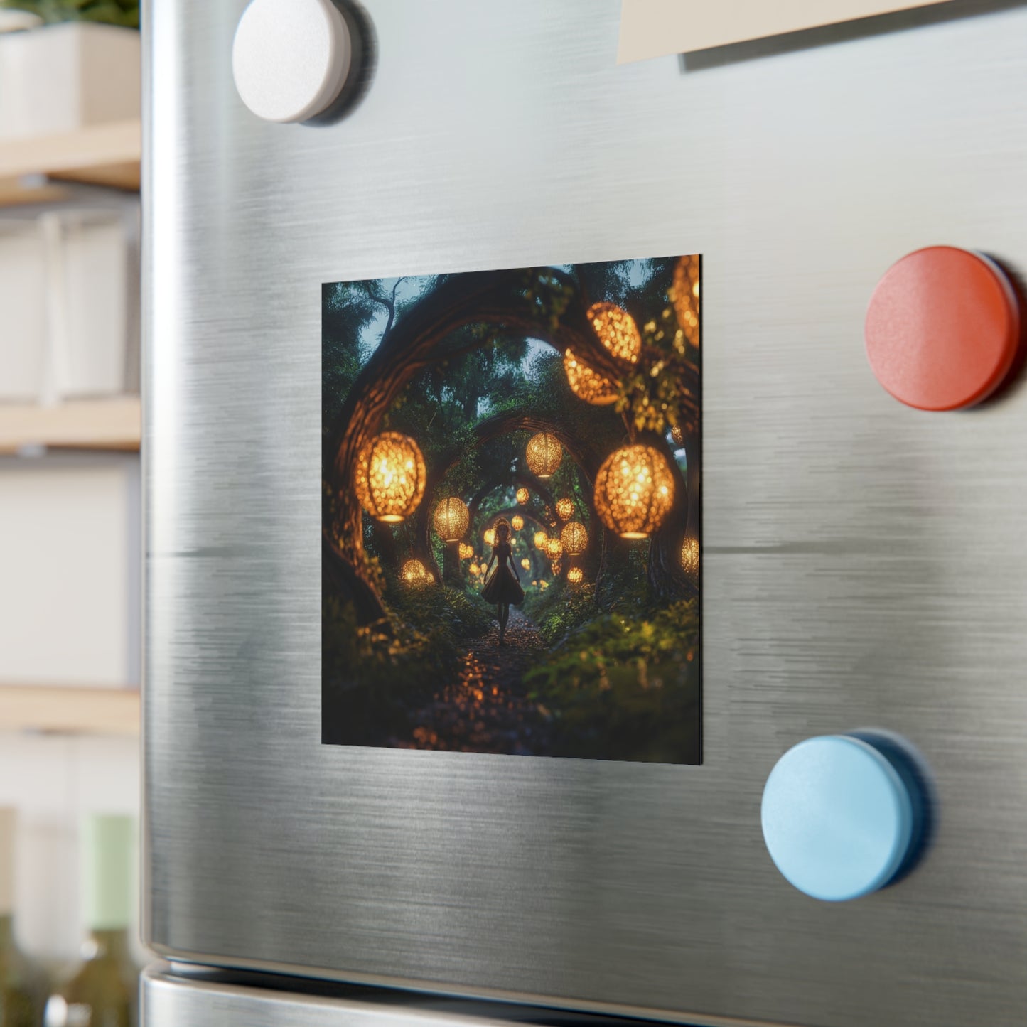 Lantern Grove Square Magnet – Whispers of the Twilight Path