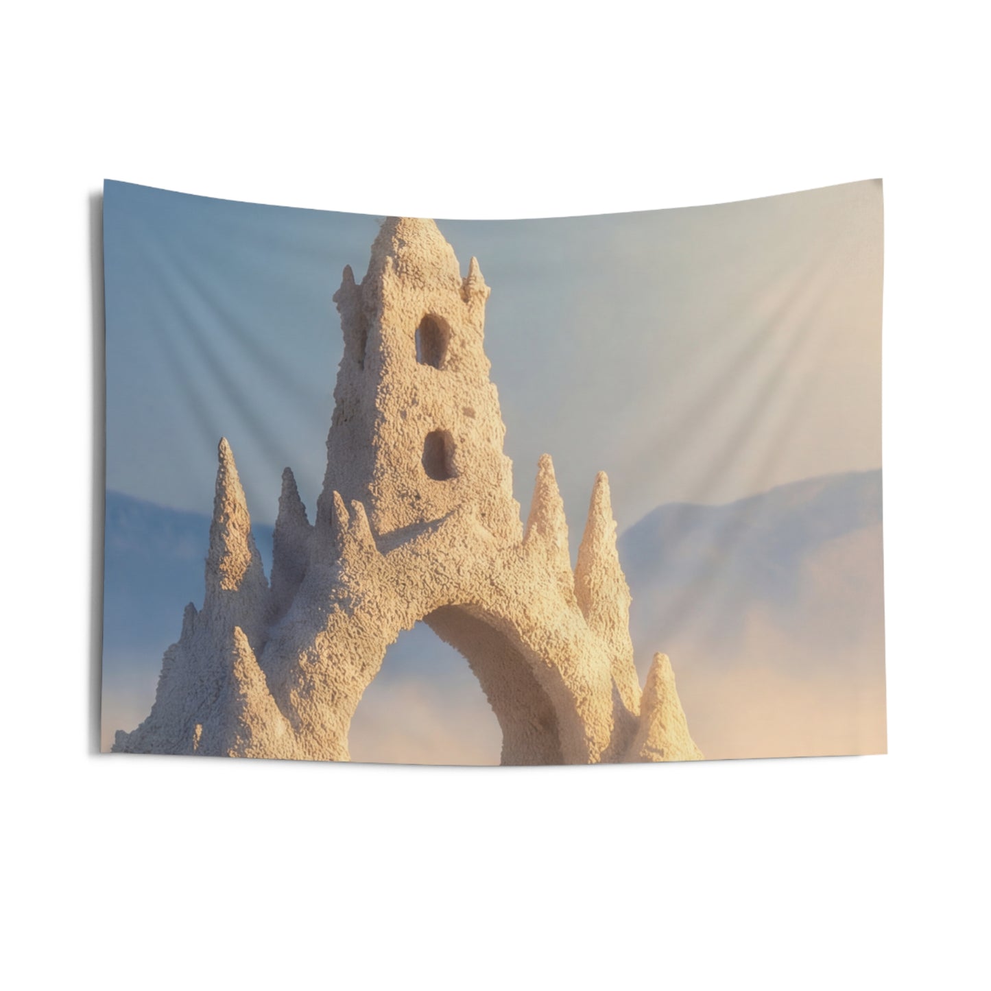 Desert Castle Portal Tapestry – Sunlit Sandscape Gateway
