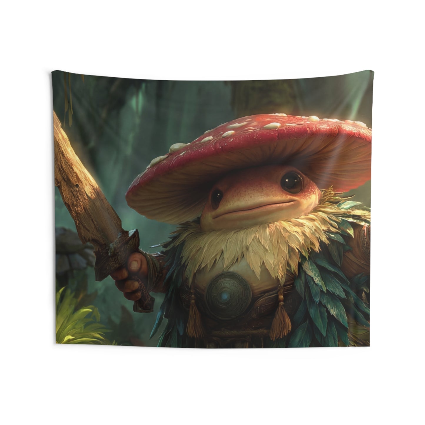 Mushroom Knight Indoor Wall Tapestries – Sunlit Jungle Sentinel