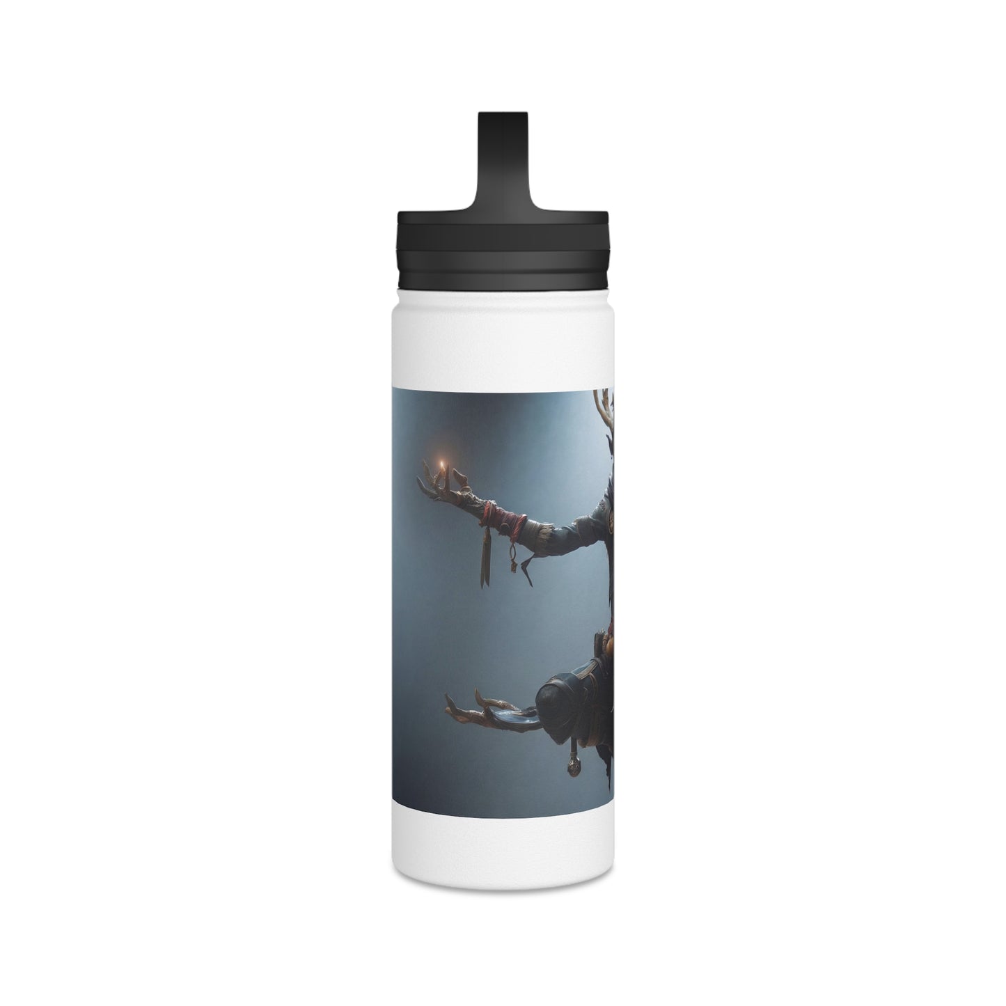 Forest Guardian Meditator Stainless Steel Water Bottle, Handle Lid – Twilight Grove Serenity