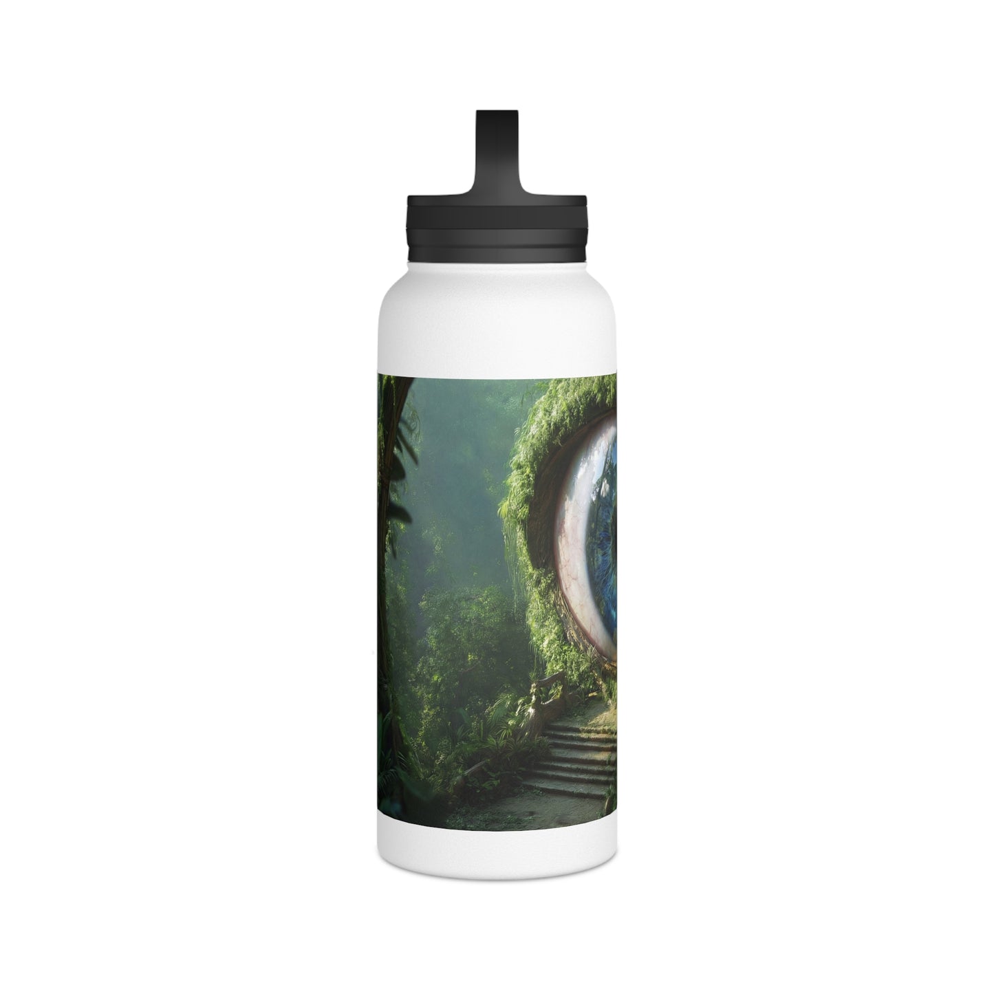 Guardian Forest Eye Water Bottle – Moss-Covered Watcher of the Verdant Path