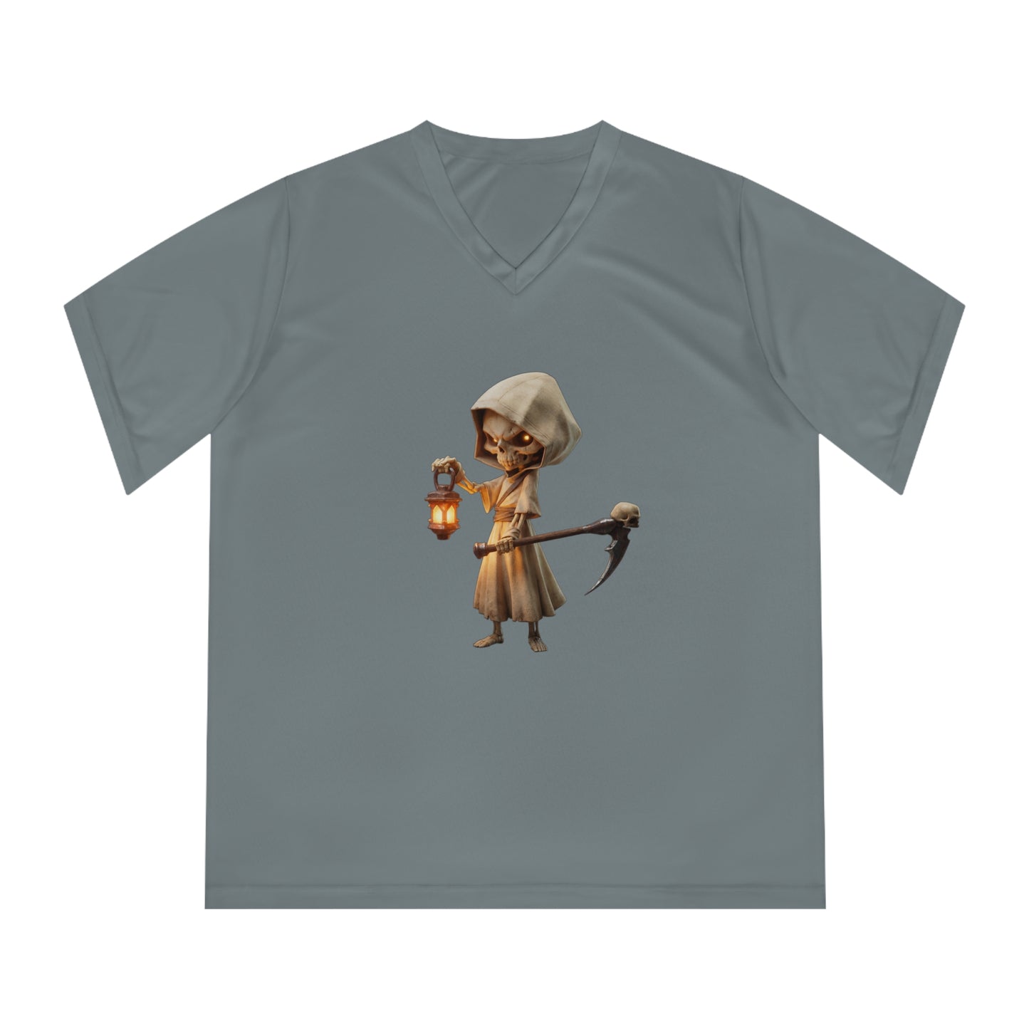Lantern Guardian Women's Performance V-Neck T-Shirt – Bone Sentinel with Gilded Flame
