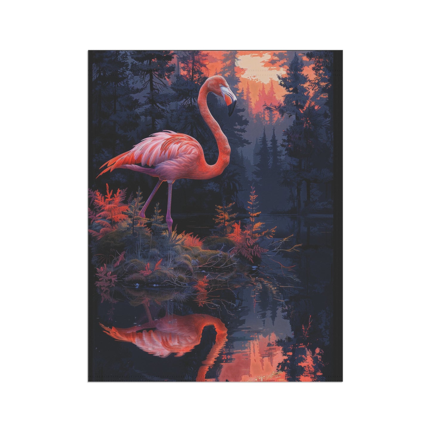 Pink Flamingo Sunset Forest Garden Flag - Product