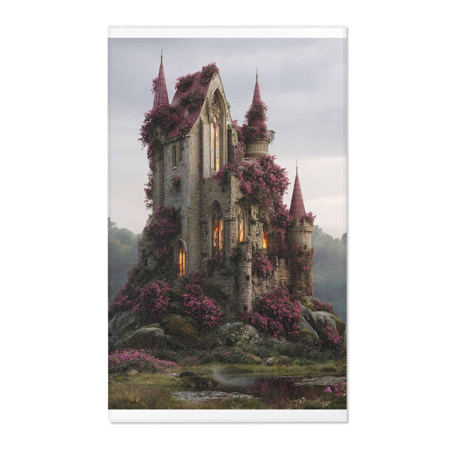 Crimson Rose Castle Area Rugs – Whispers of the Forgotten Keep