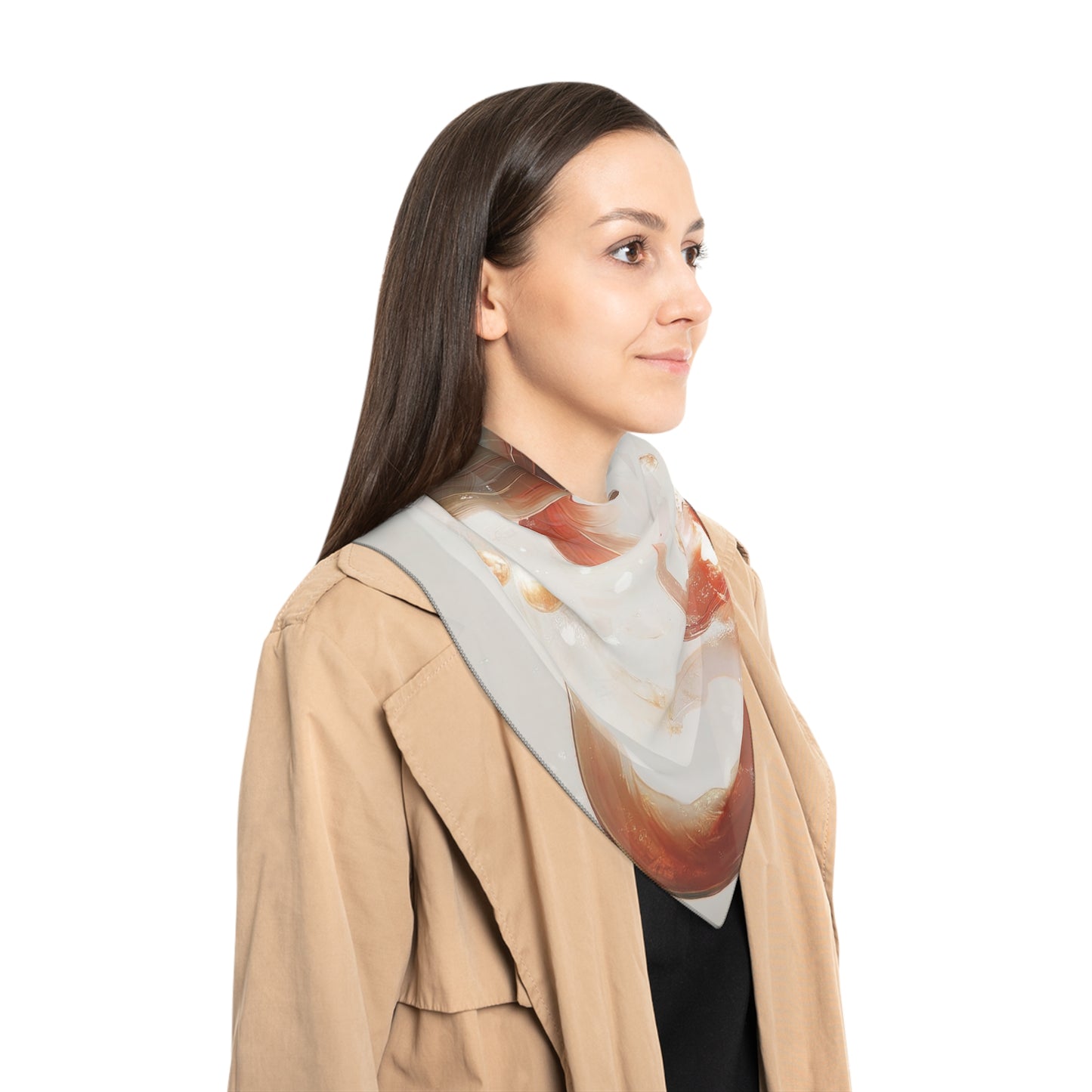 Child on Celestial Koi Poly Scarf – Warm Liquid Light Dreamscape