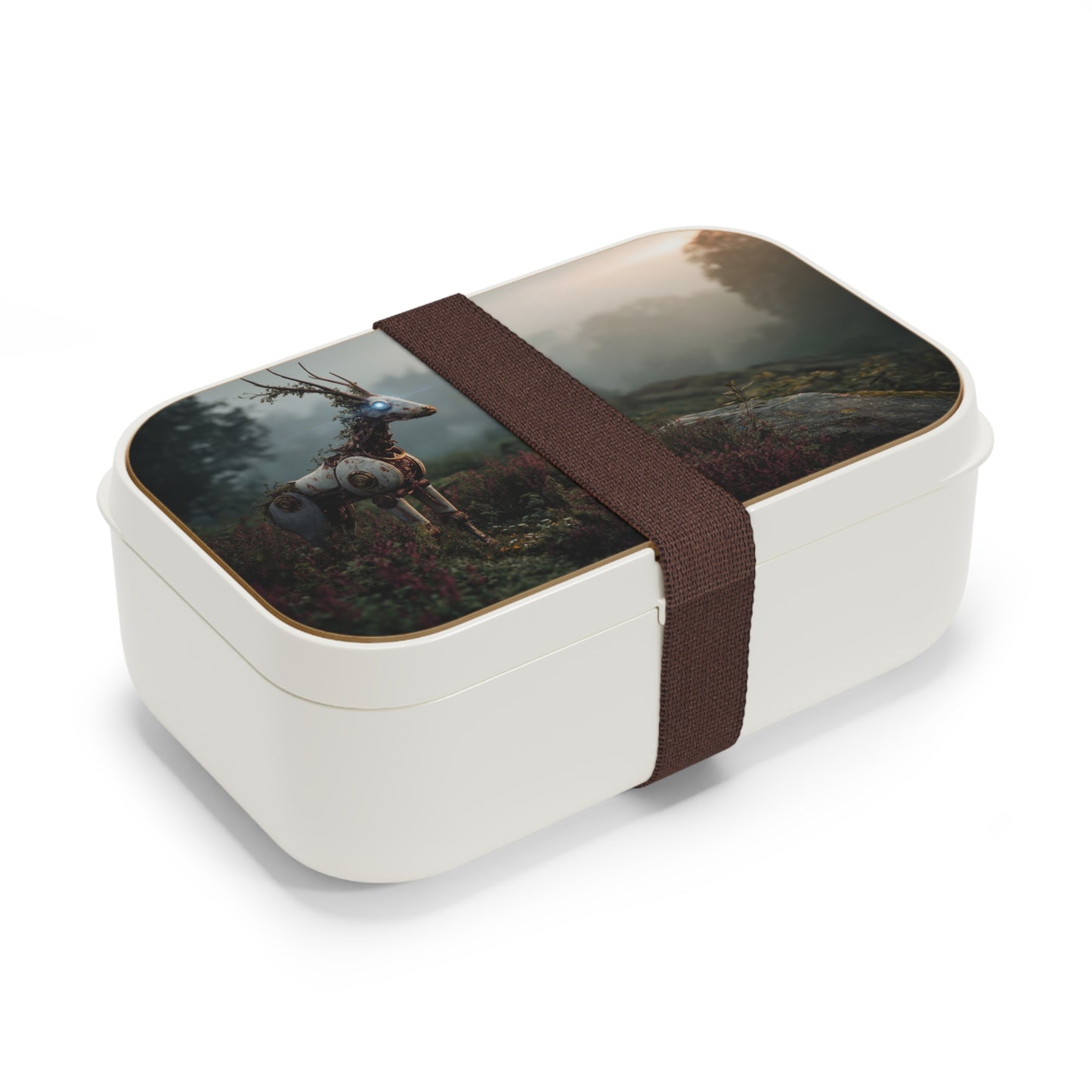 Cybernetic Stag Bento Lunch Box – Glowing Eye in the Misty Glen