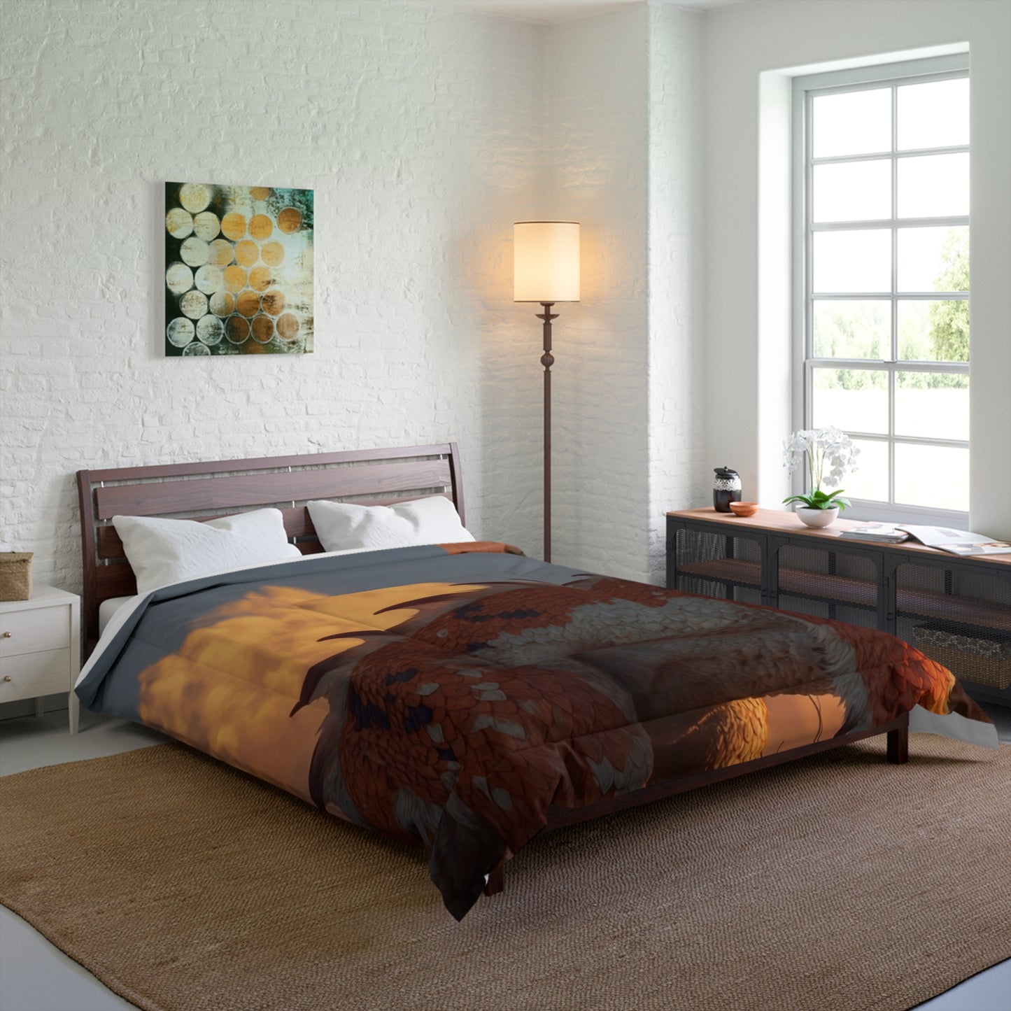 Sunset Dragon Comforter – Warm Ember Guardian Dreamscape