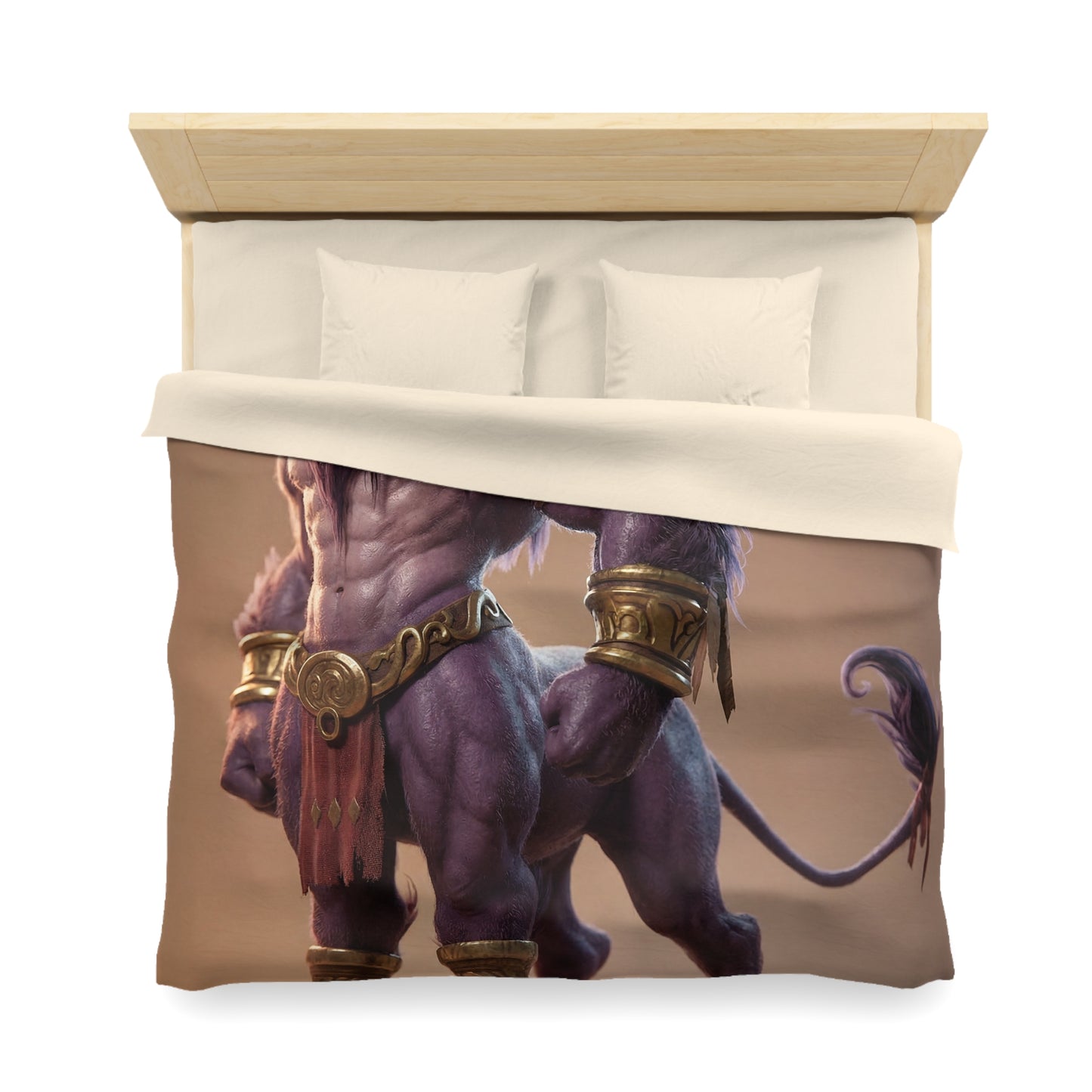 Purple Bull Sentinel Microfiber Duvet Cover – Regal Warrior in Golden Armor