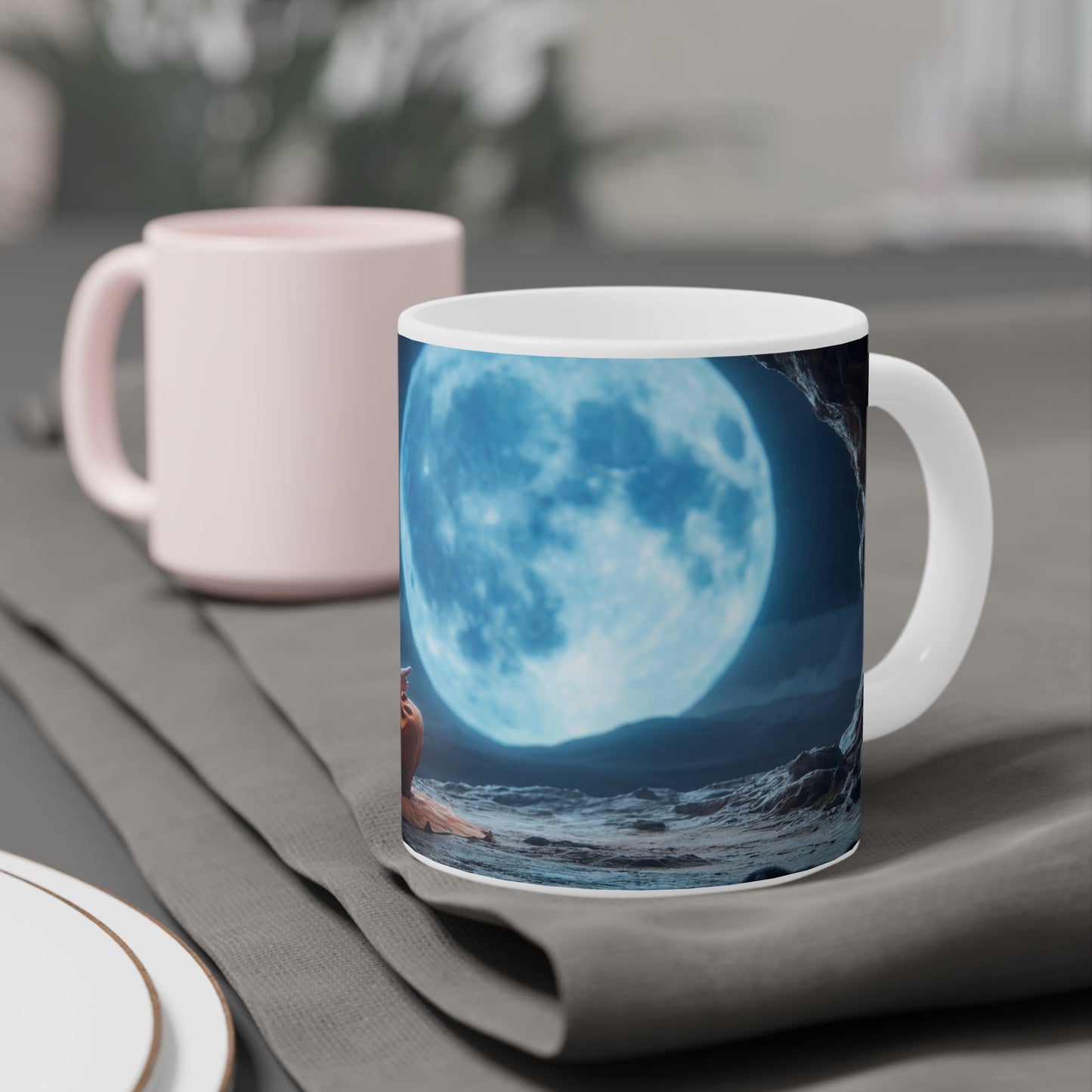 Moonlit Monk Ceramic Mugs (11oz\15oz\20oz) – Silent Reflection Beneath the Celestial Disc