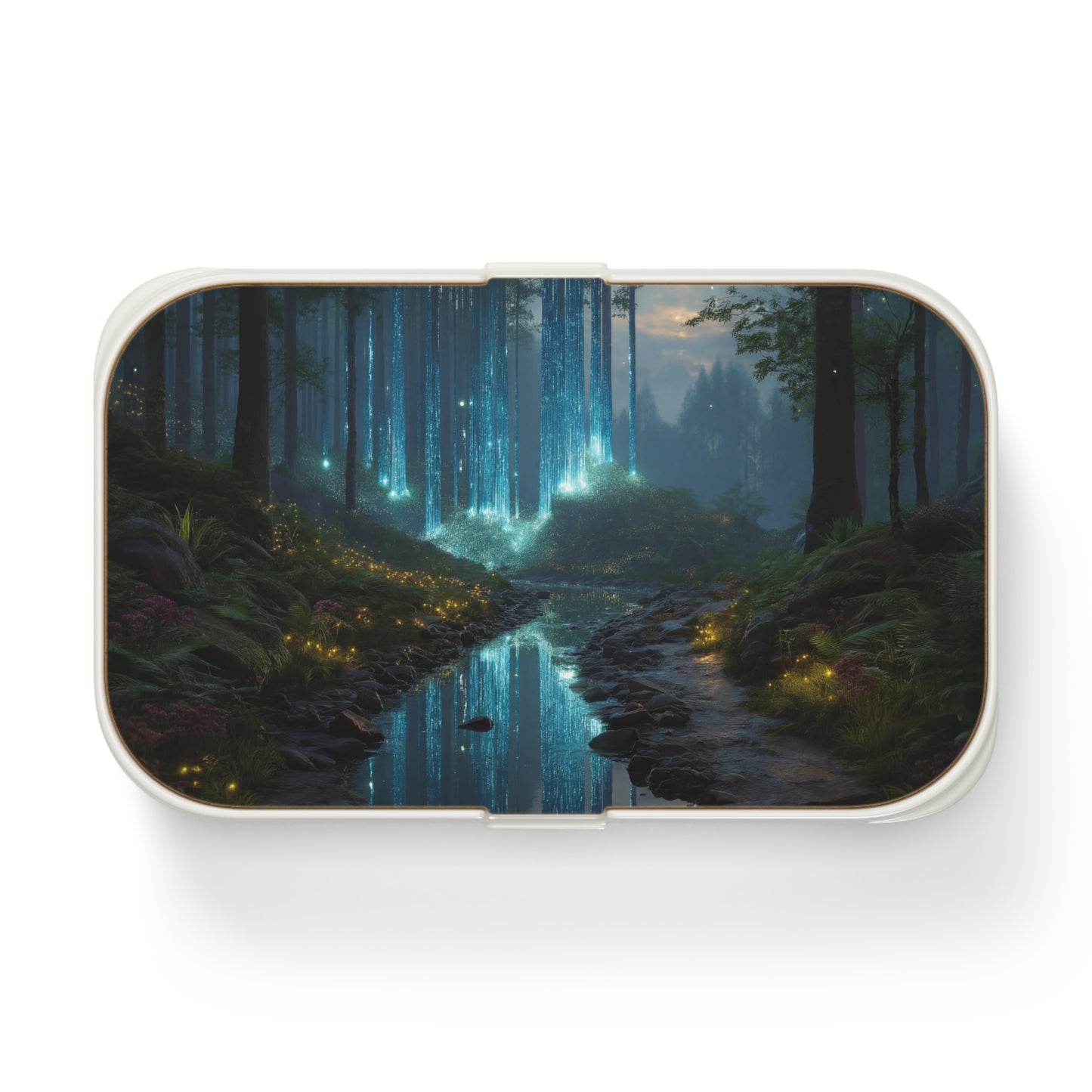 Celestial Stream Bento Lunch Box – Azure Light Through Whispering Woods