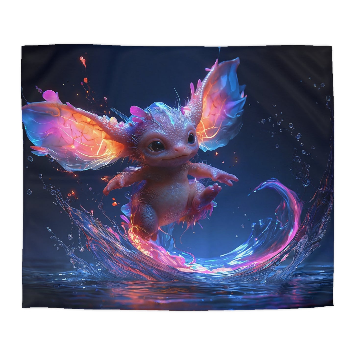 Neon Dragonling Microfiber Duvet Cover – Liquid Light Playtime