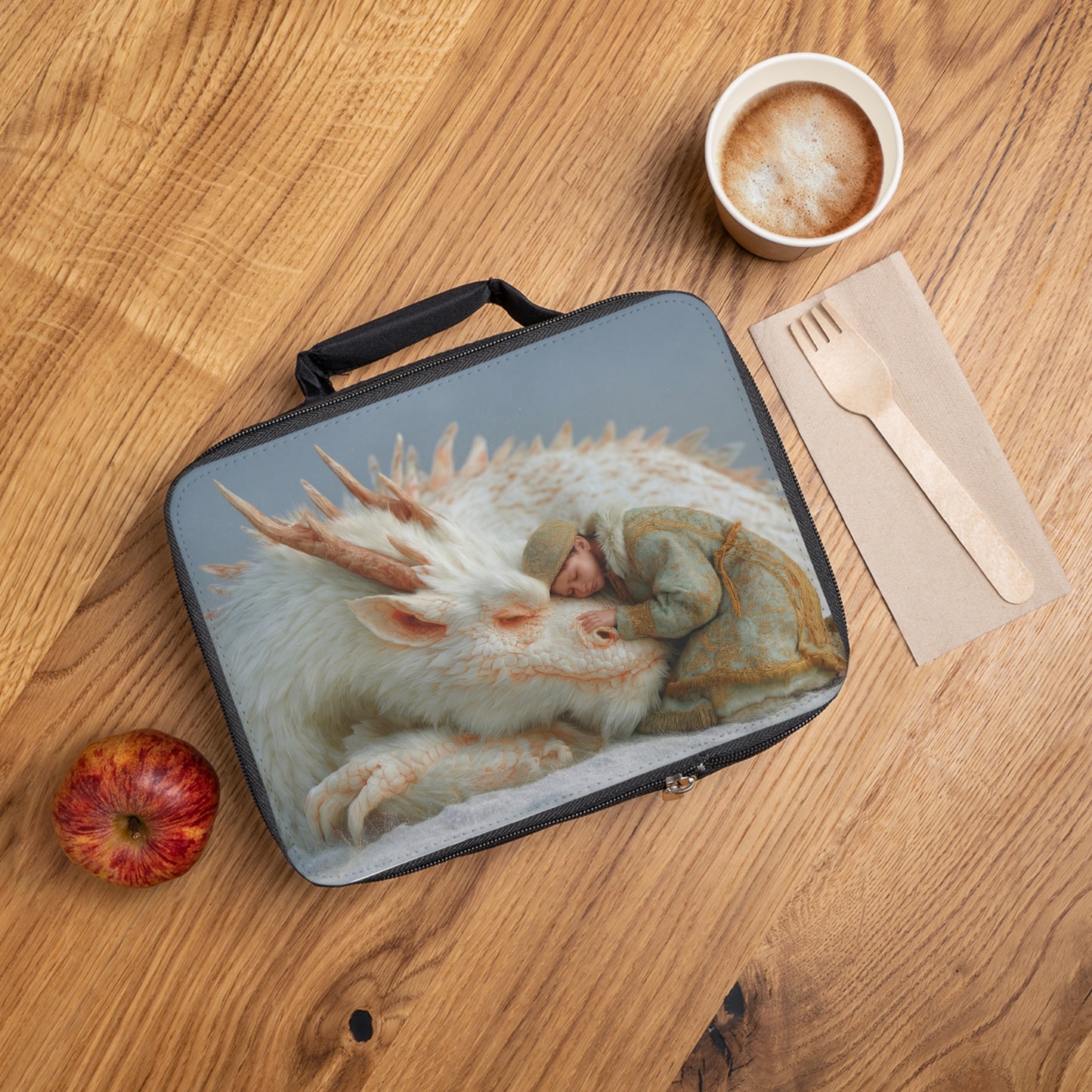 Child and White Dragon Lunch Bag – Whispers of Frost and Peace