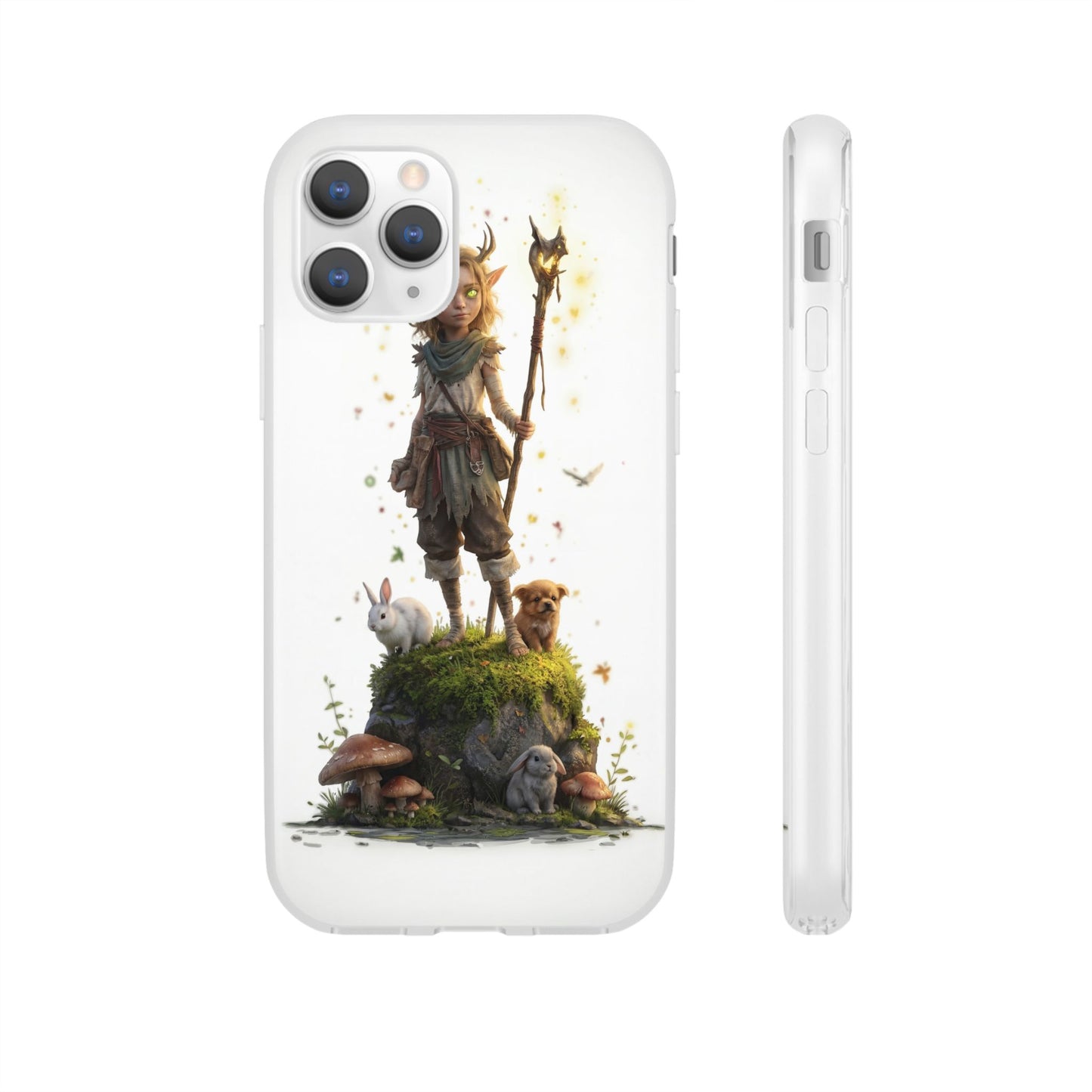 Forest Sentinel Flexi Cases – Glowing Antlered Child with Pet Companions