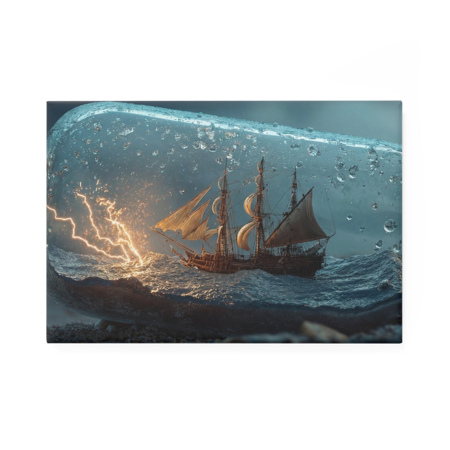Storm-Sailed Ship in Bottle Magnet – Pocket-Sized Tempest Voyage