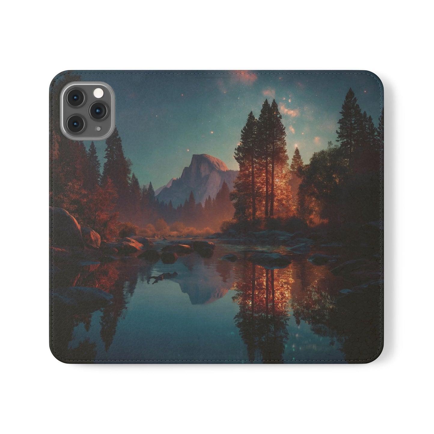 Starlit Valley Flip Cases – Twilight River and Half Dome Reflections