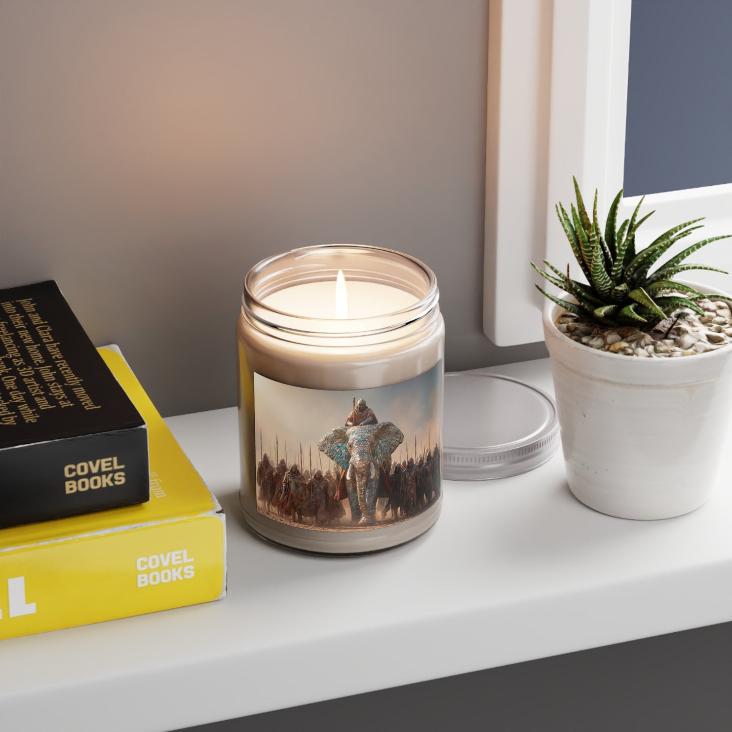 Mosaic War Elephant Scented Soy Candles with White Lid, 9oz – Regal Dust and Ancient March