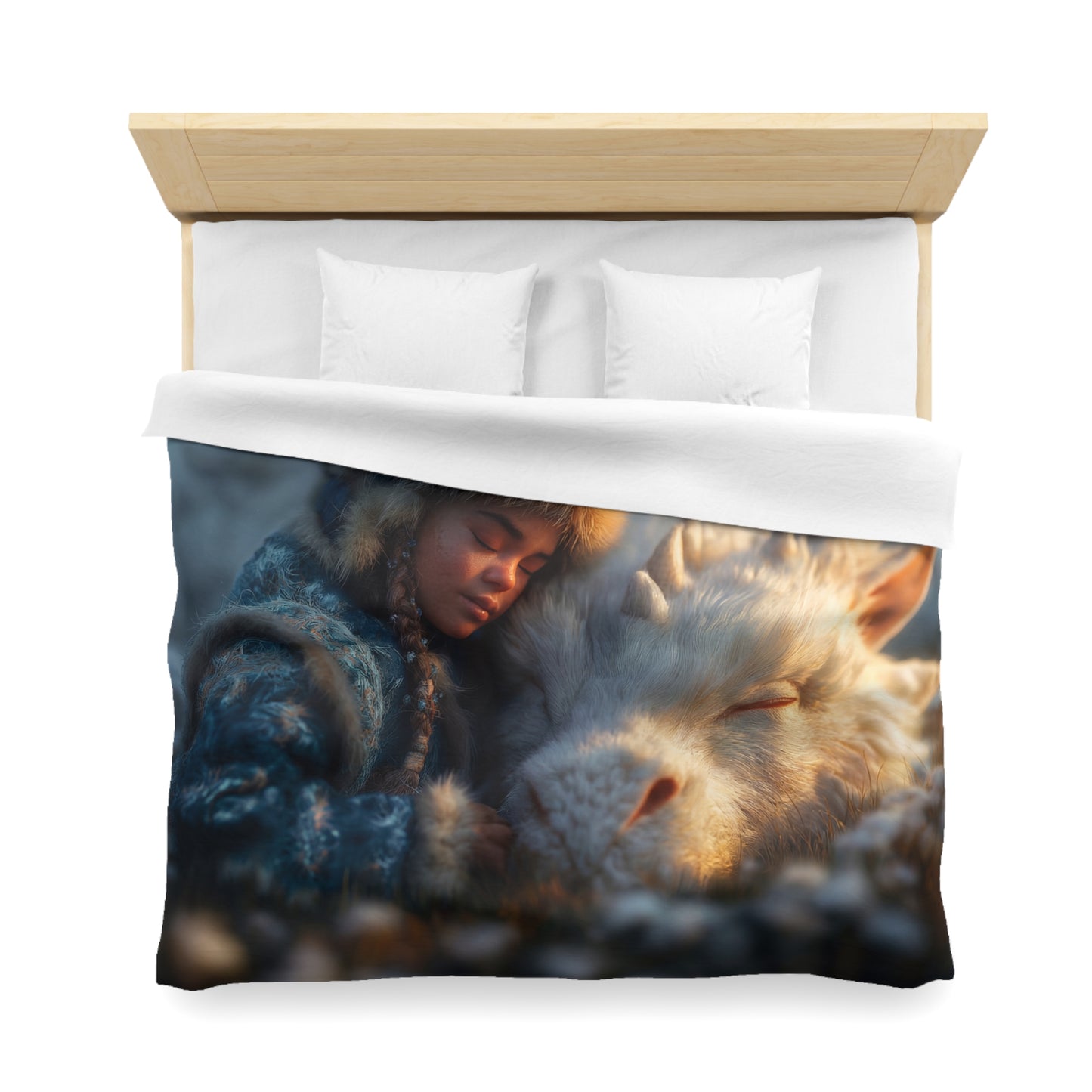 Dragon Guardian Duvet Cover – Snowy Sentinels Resting Together