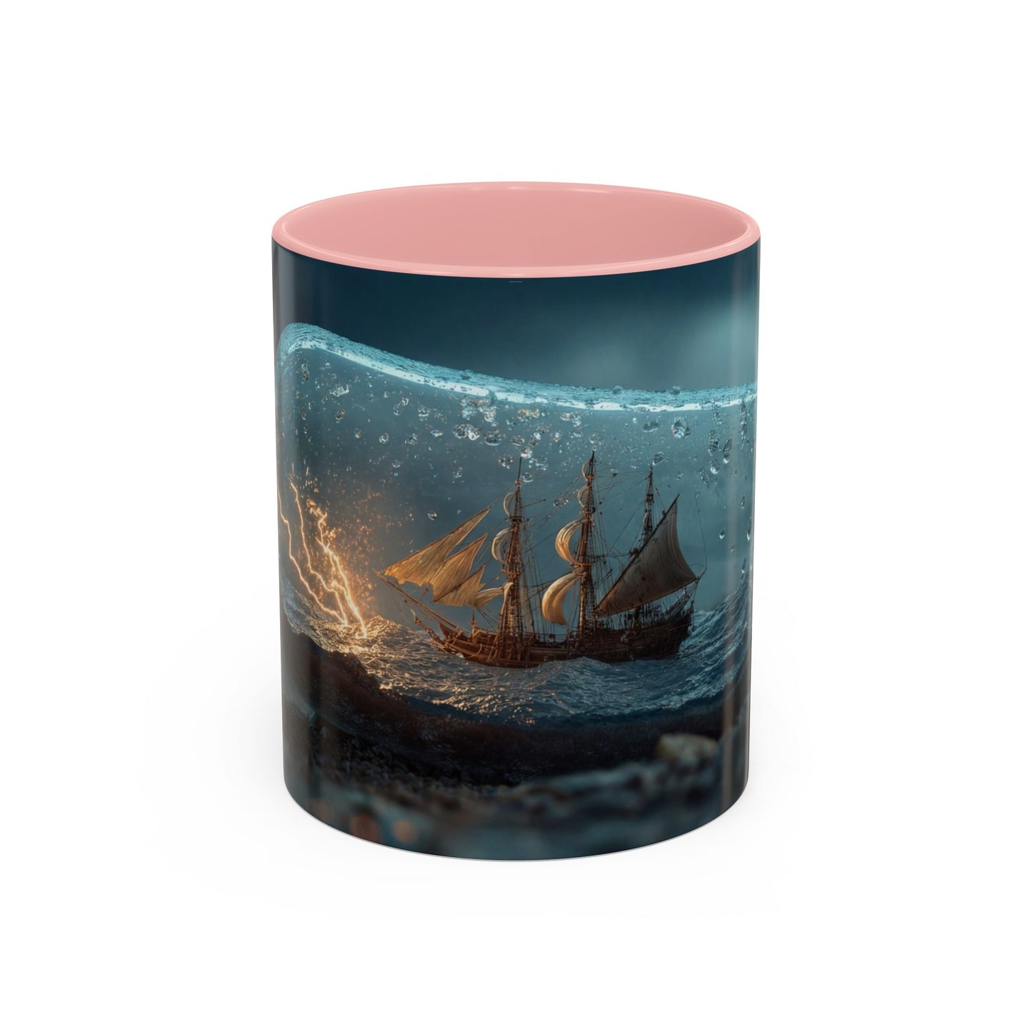 Stormbound Galleon Accent Coffee Mug (11, 15oz) – Bottle of Sea and Lightning