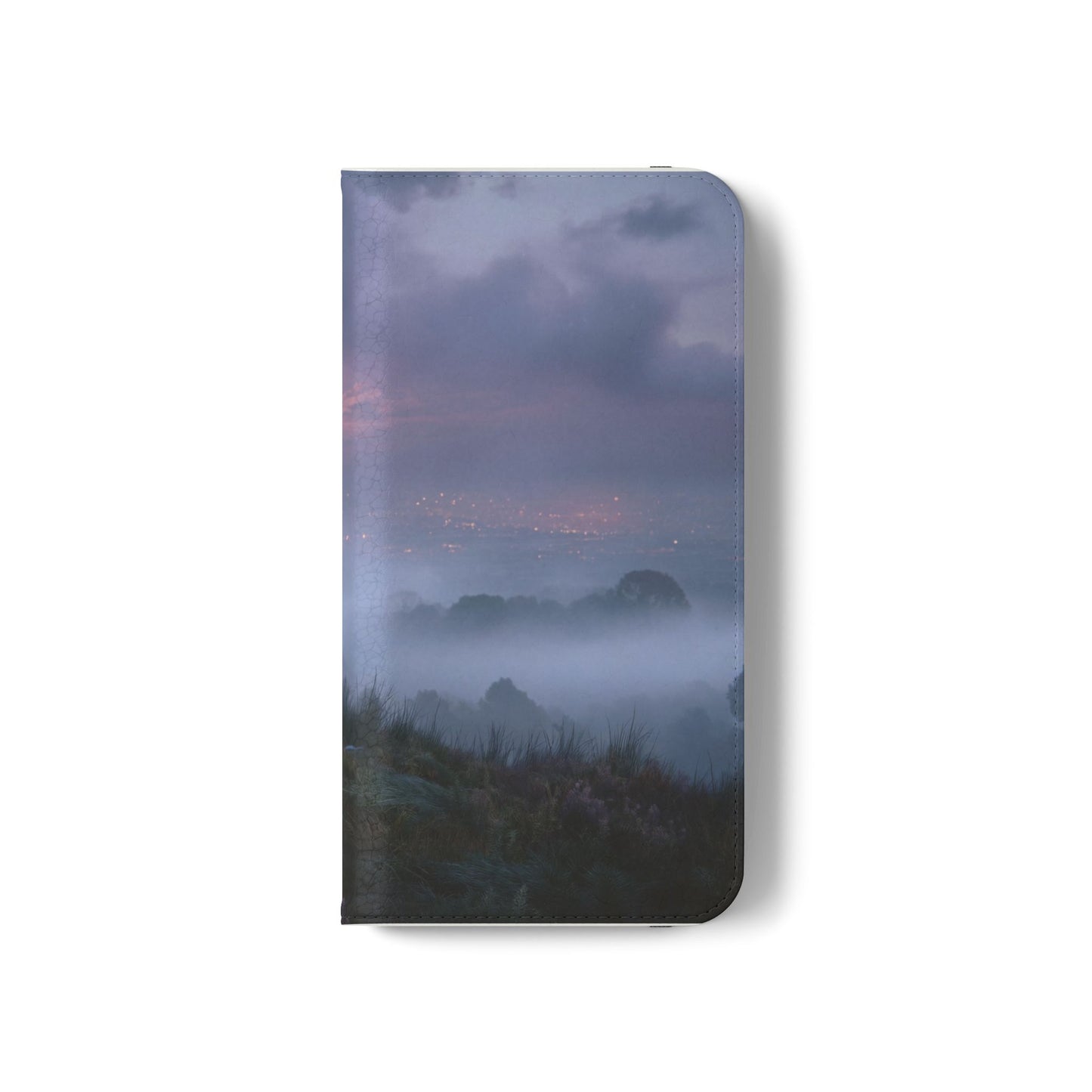 Misty Hilltop Flip Cases – Red-Haired Wanderer at Twilight